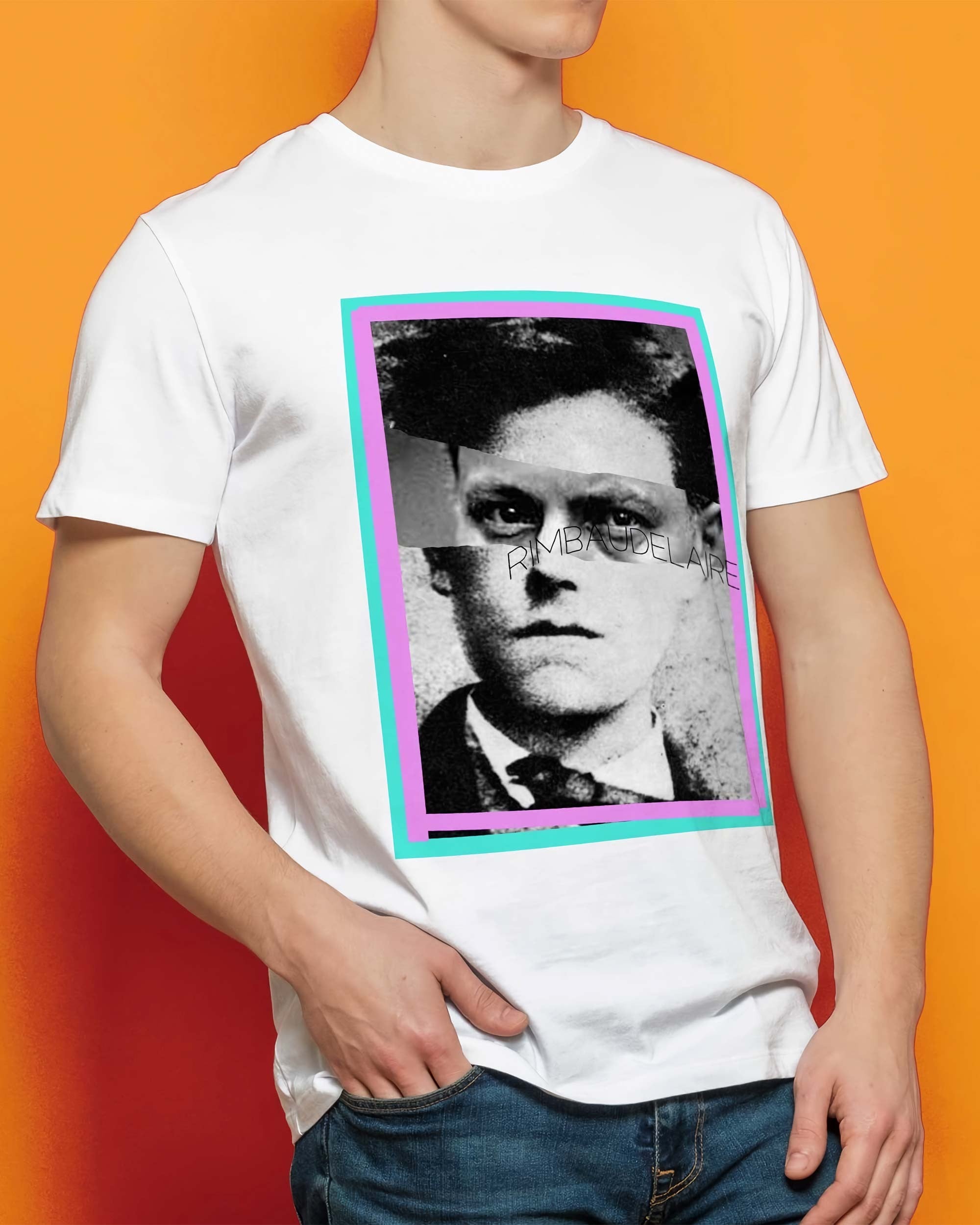 T-shirt Rimbaud x Baudelaire de couleur Blanc par Hexagone