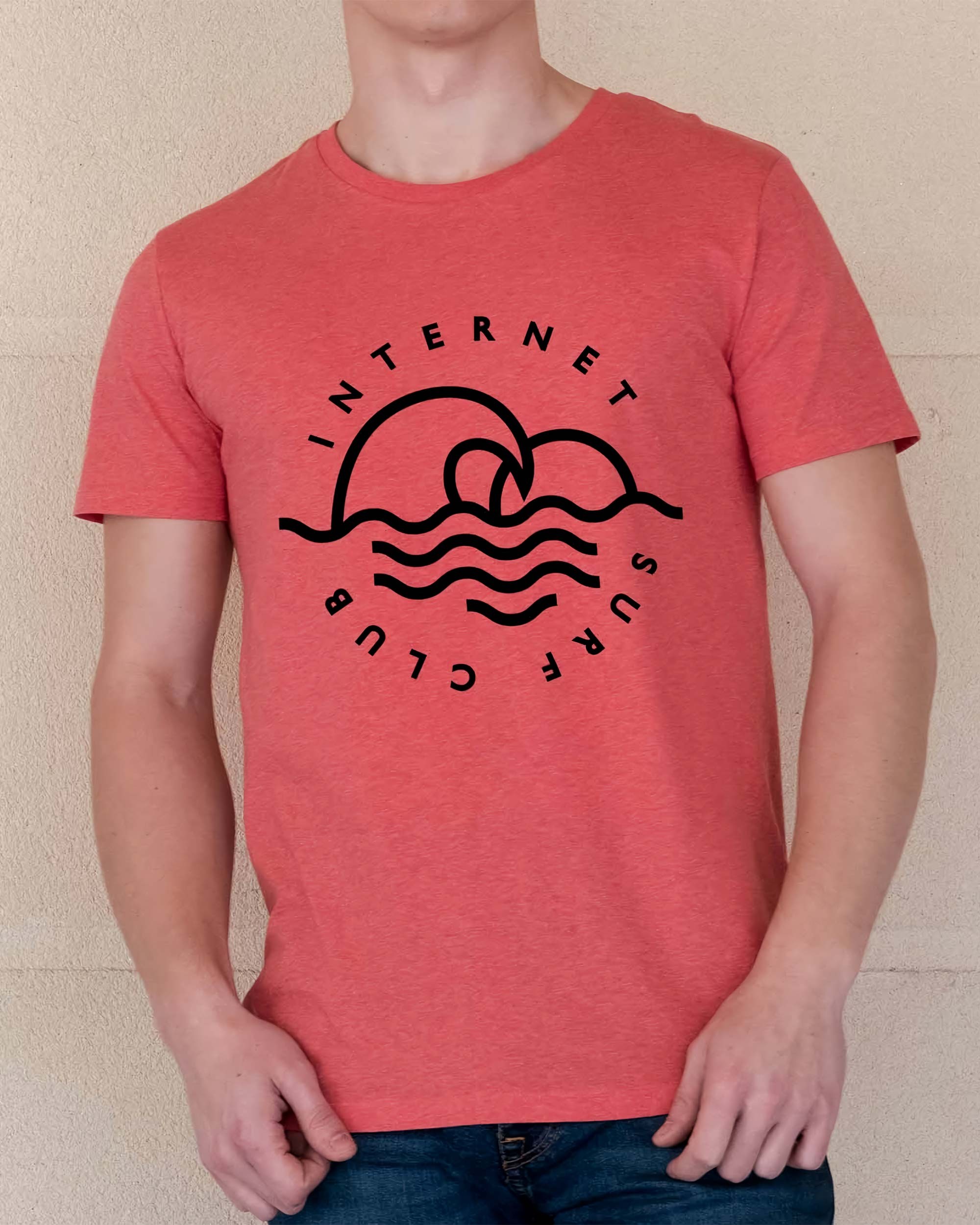 T-shirt Internet Surf Club de couleur Rouge chiné par Aecho