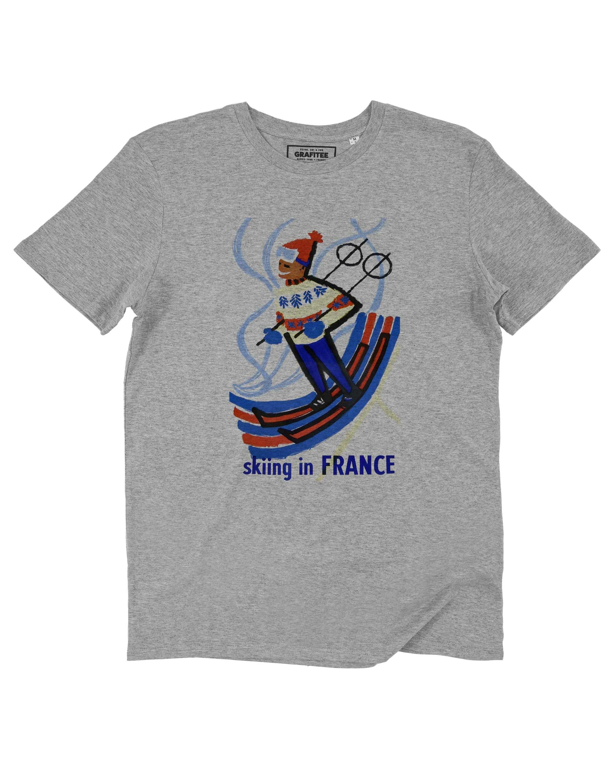 T-shirt Skiing in France de couleur Blanc