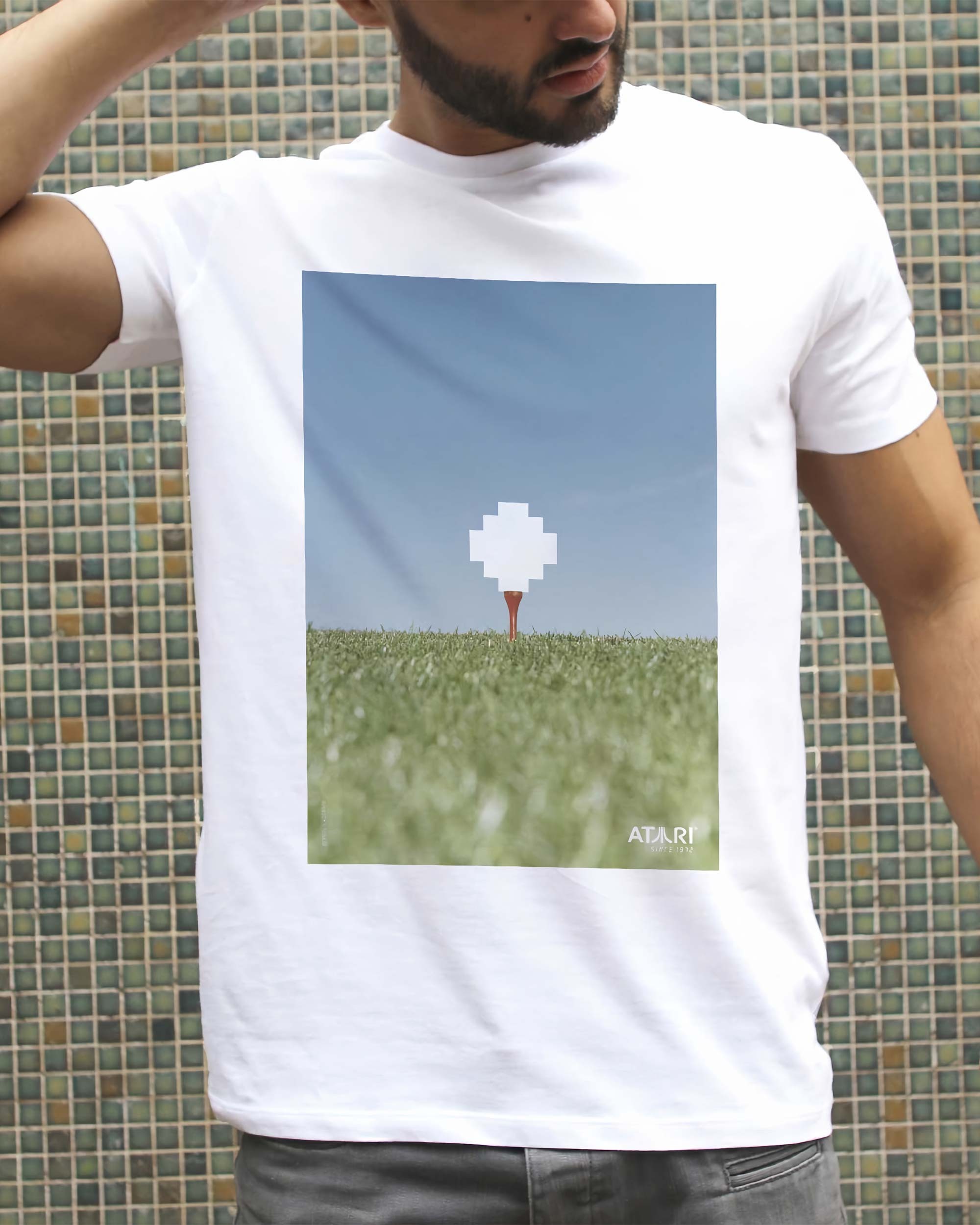 T-shirt Golf Atari de couleur Blanc