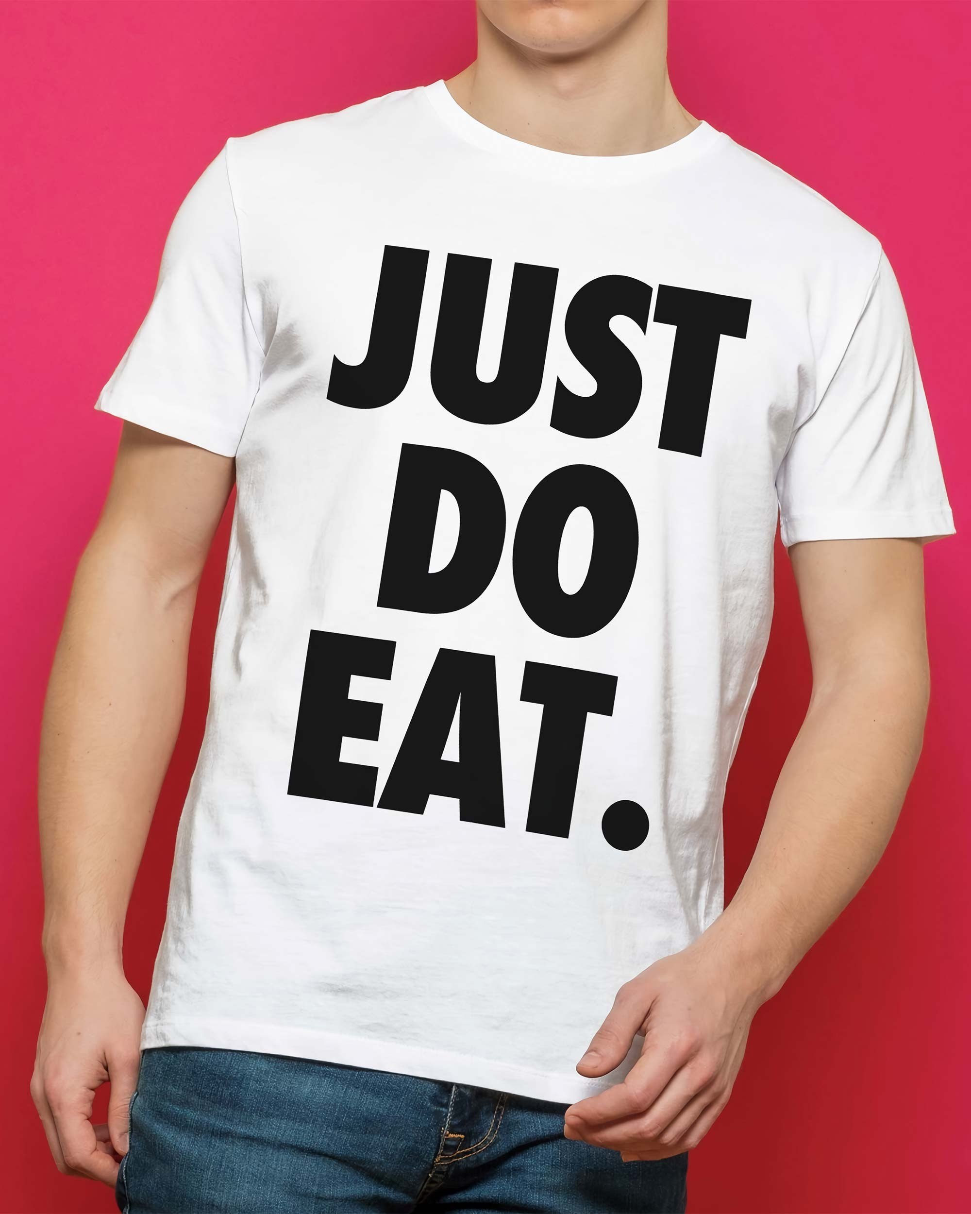 T-shirt Just Do Eat de couleur Blanc