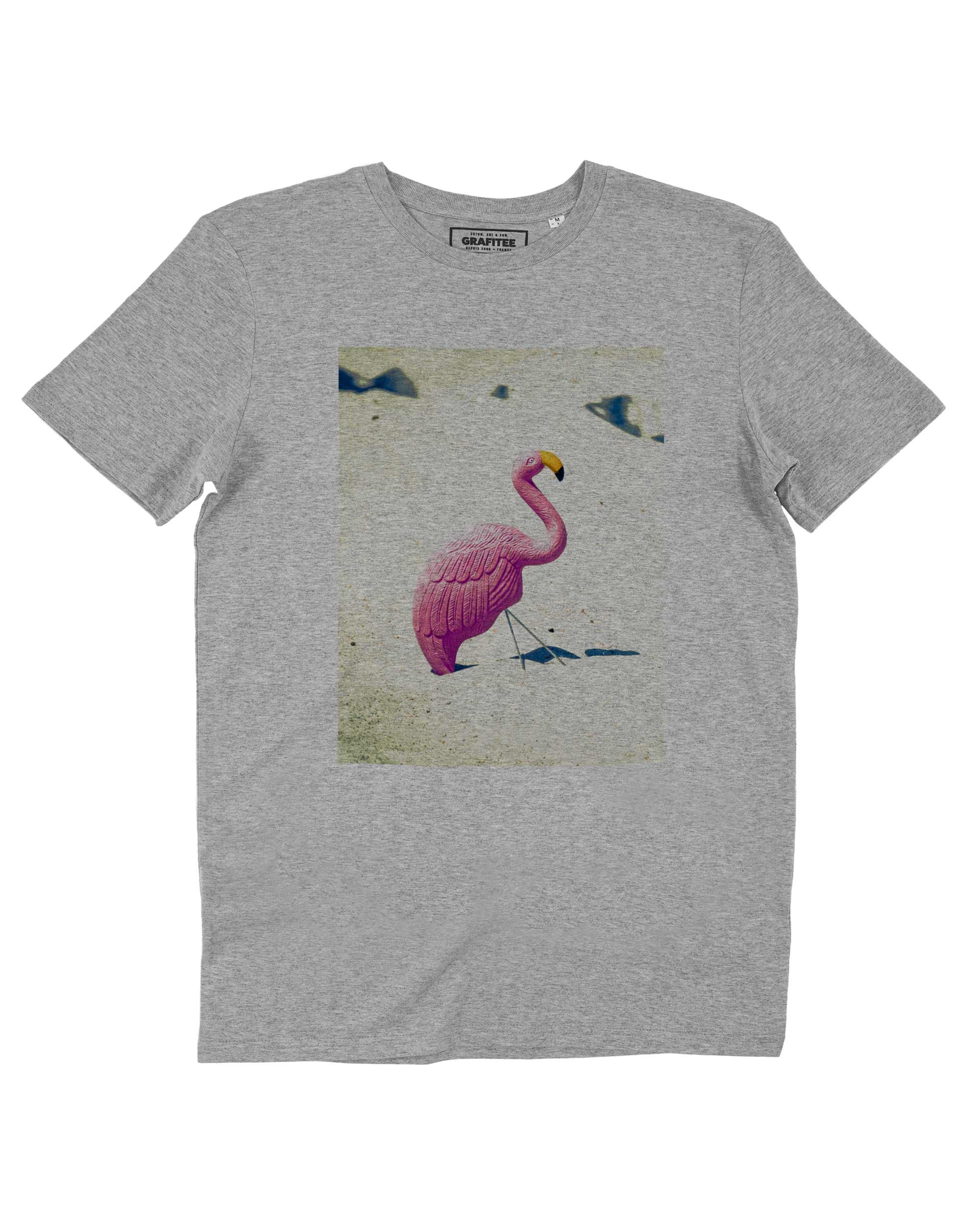 T-shirt Flamant Rose Plage de couleur Blanc