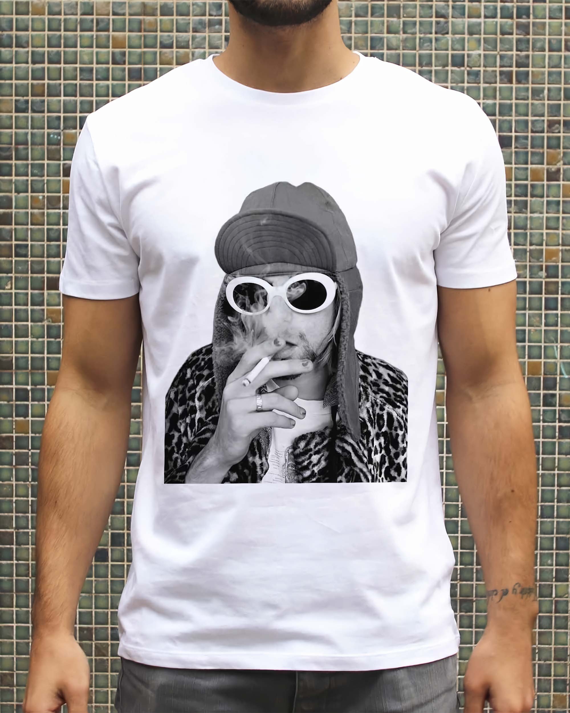 T-shirt Kurt Cobain de couleur Blanc