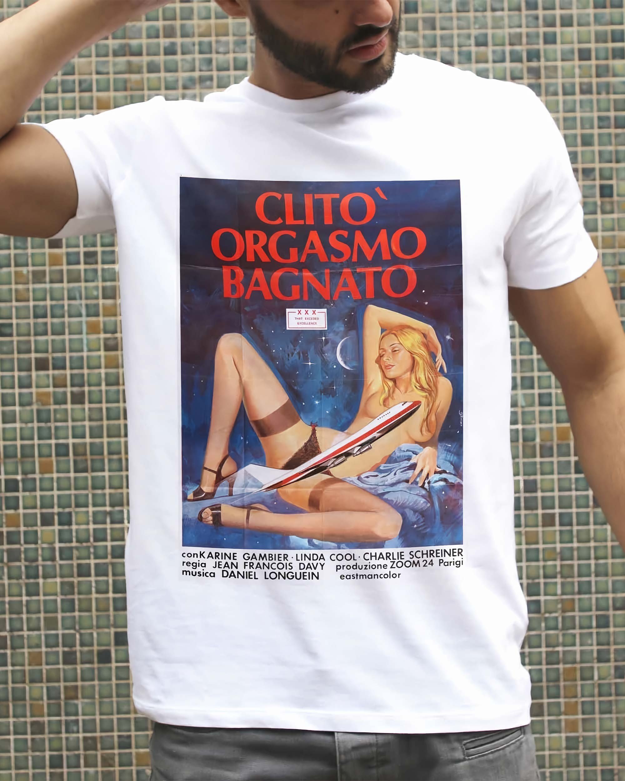 T-shirt Clito Orgasmo Bagnato de couleur Blanc