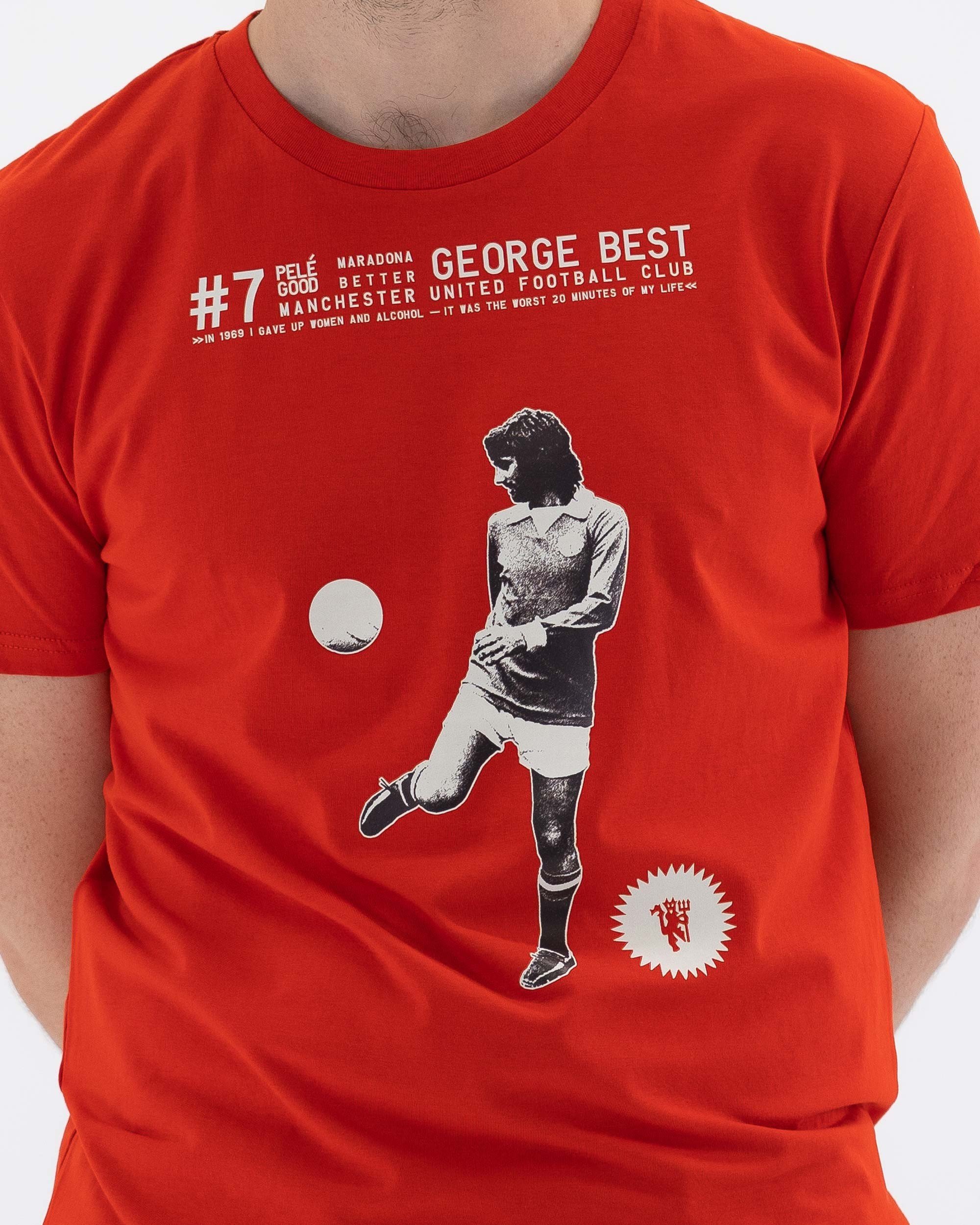 T-shirt George Best de couleur Rouge par Sucker For Soccer