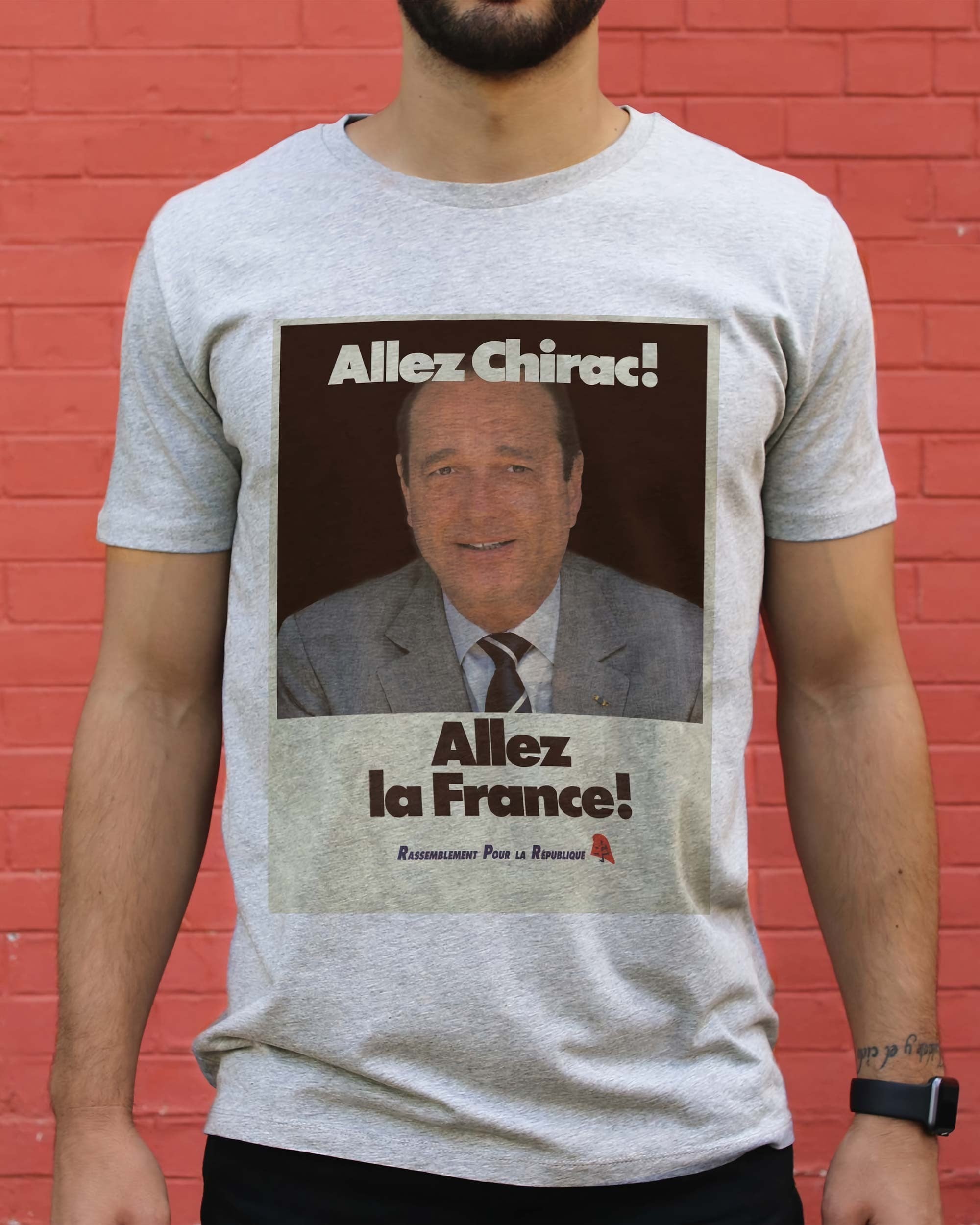 T-shirt Chirac Allez La France de couleur Blanc