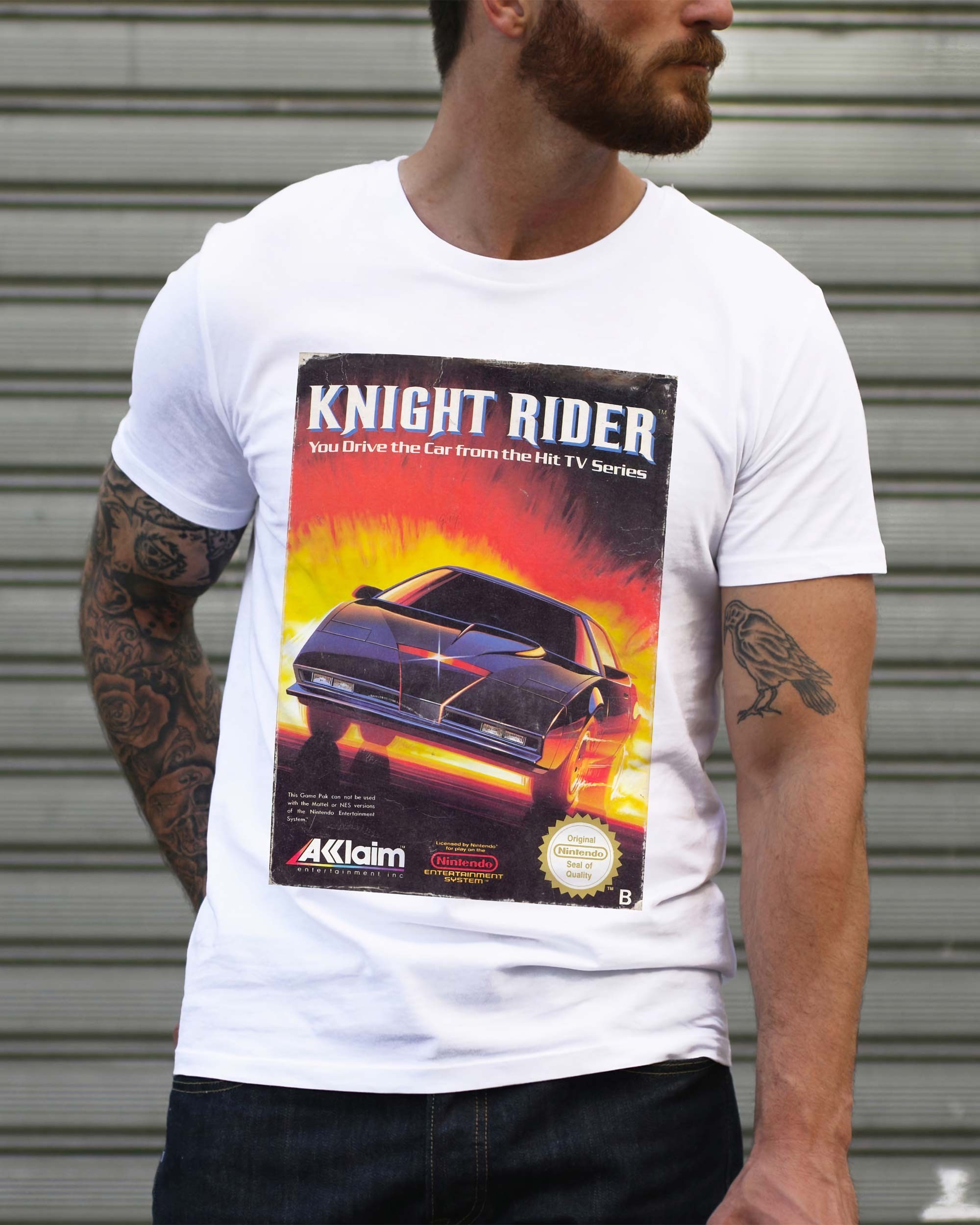 T-shirt Knight Rider Nintendo de couleur Blanc