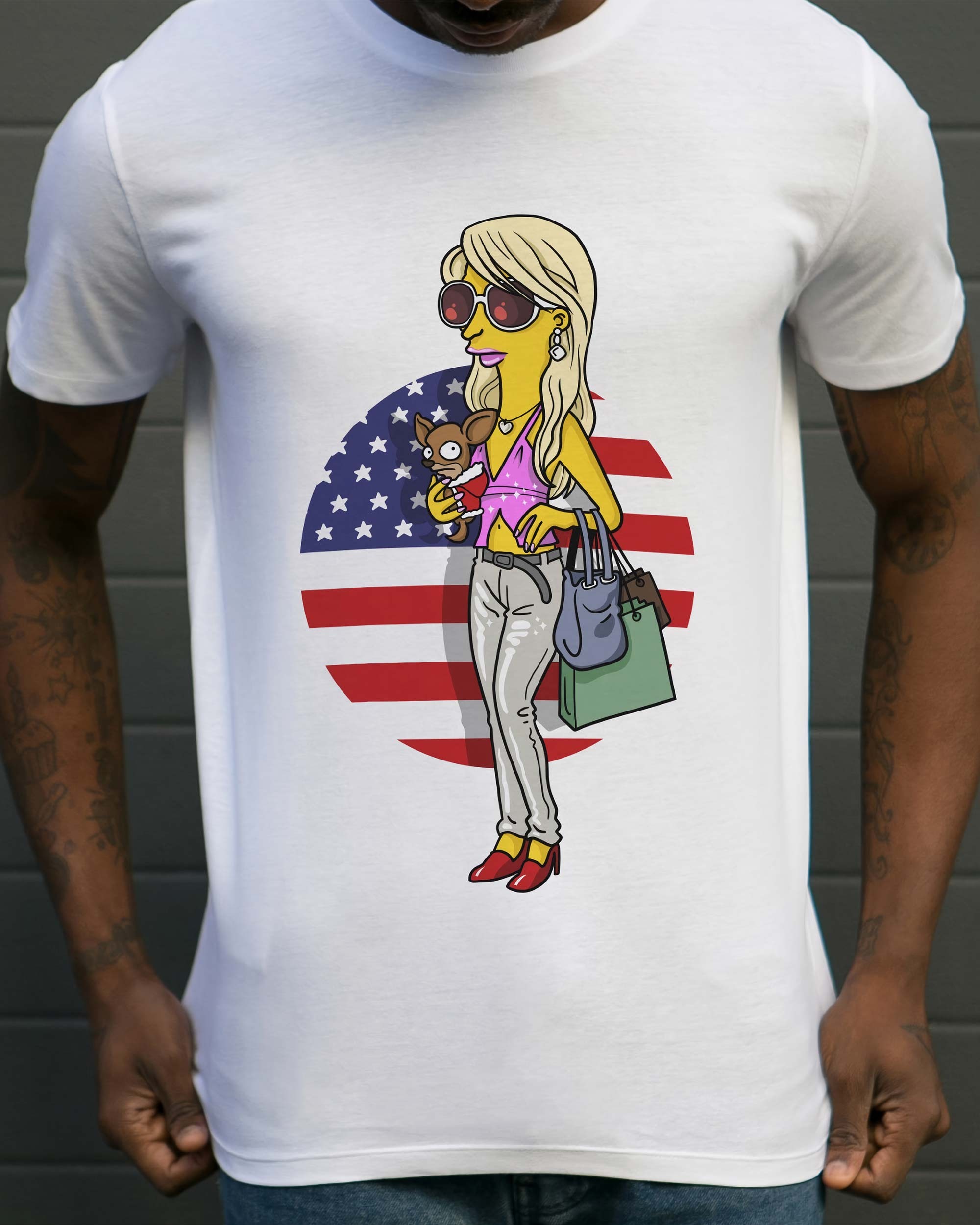 T-shirt Paris Hilton Simpsonized de couleur Blanc par ADN