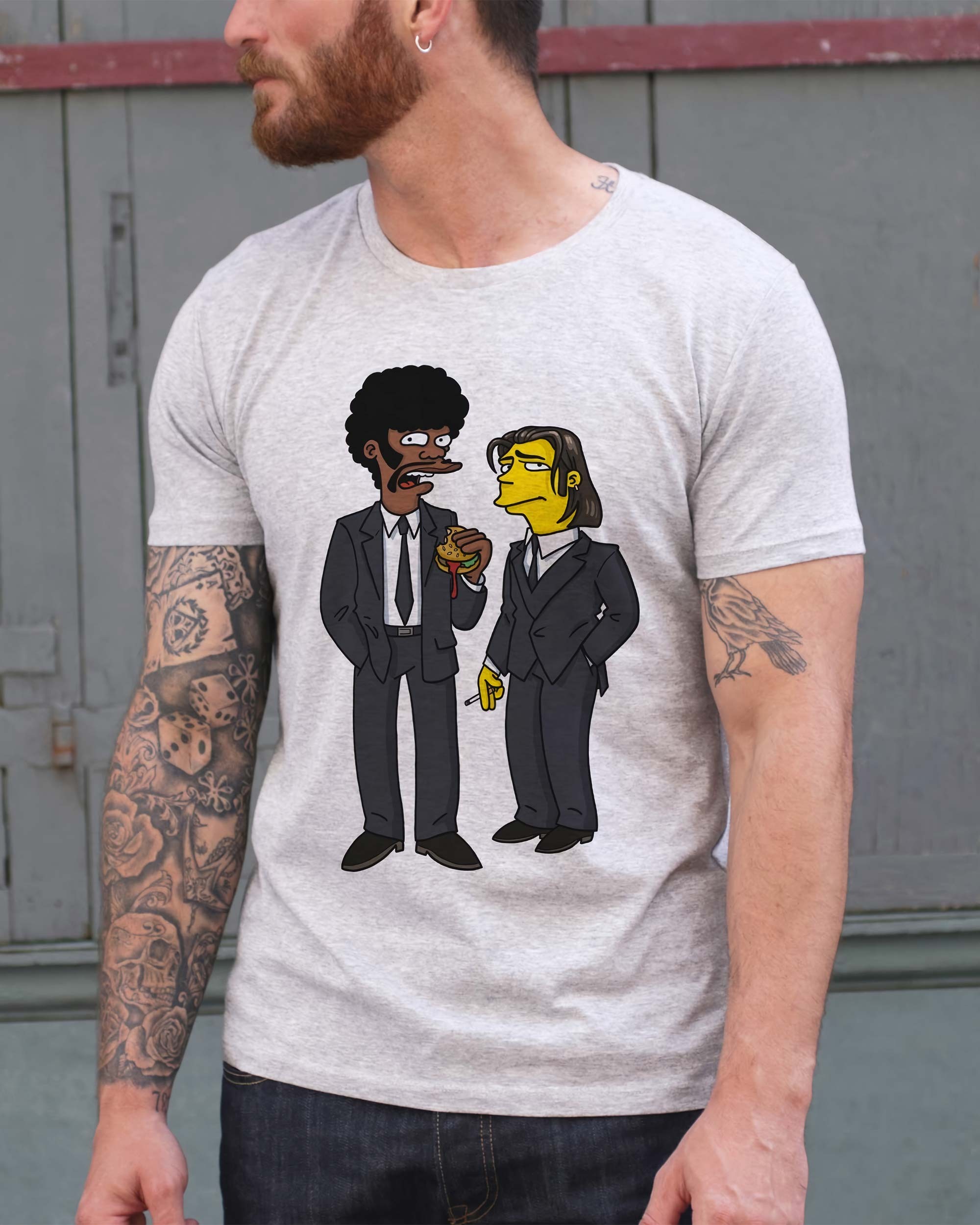 T-shirt Pulp Fiction Simpsonized de couleur Blanc par ADN