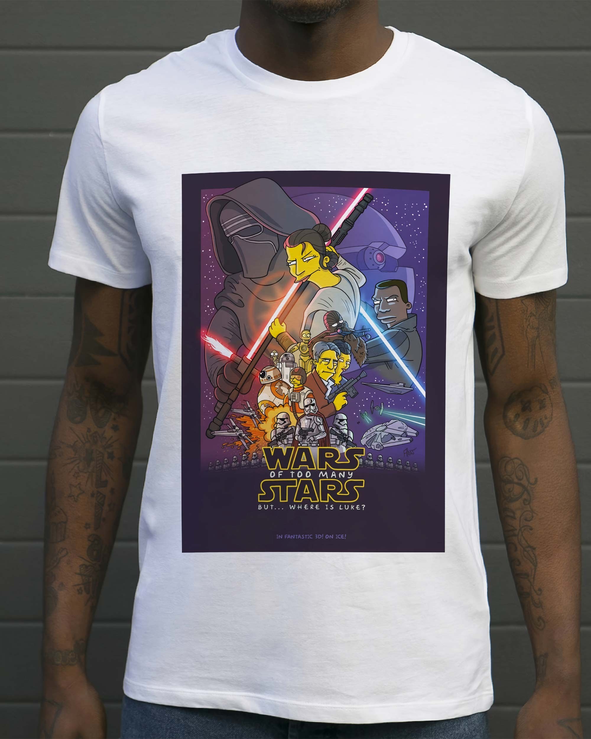 T-shirt Star Wars Simpsonized de couleur Blanc