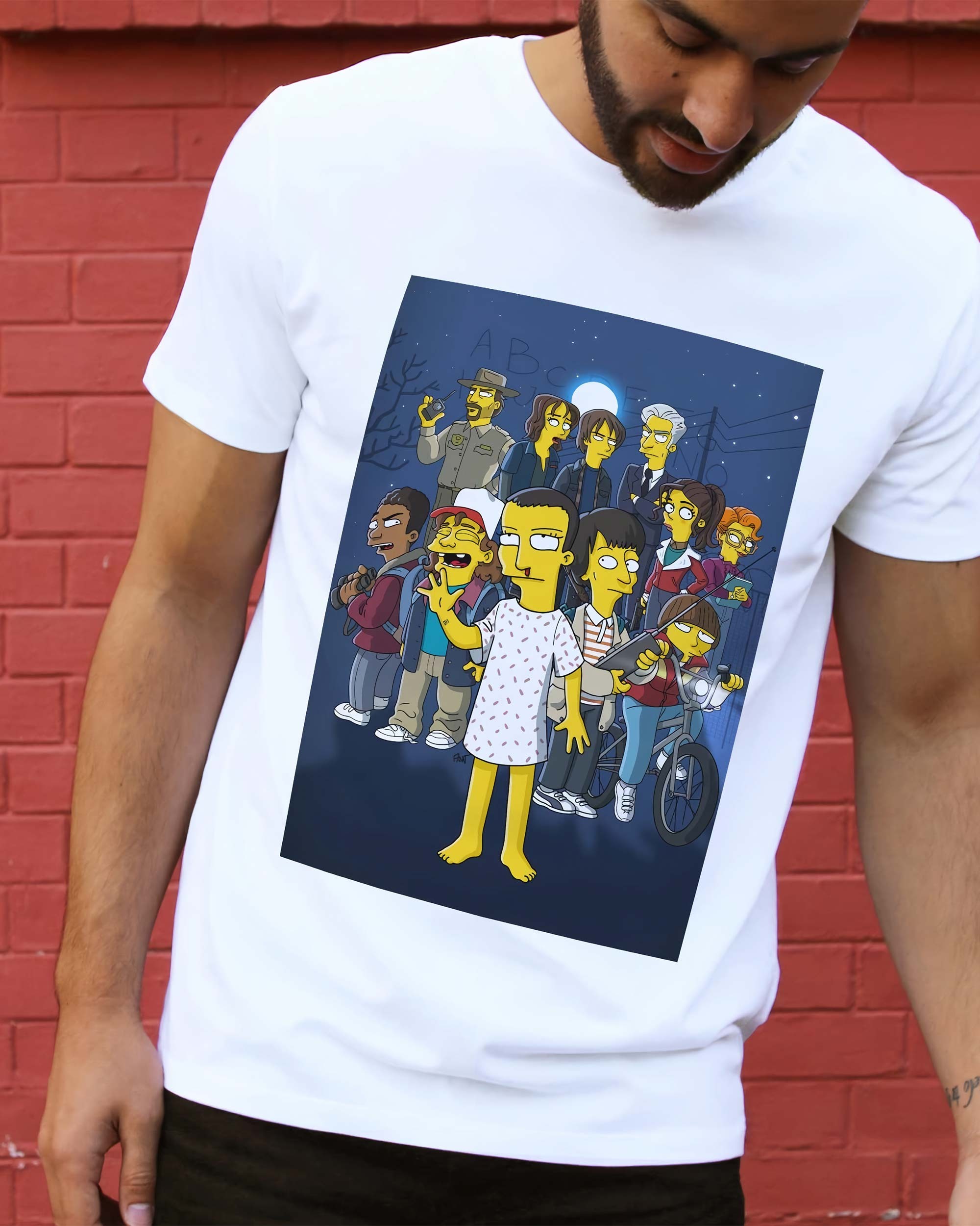 T-shirt Stranger Things x Simpsons de couleur Blanc par ADN