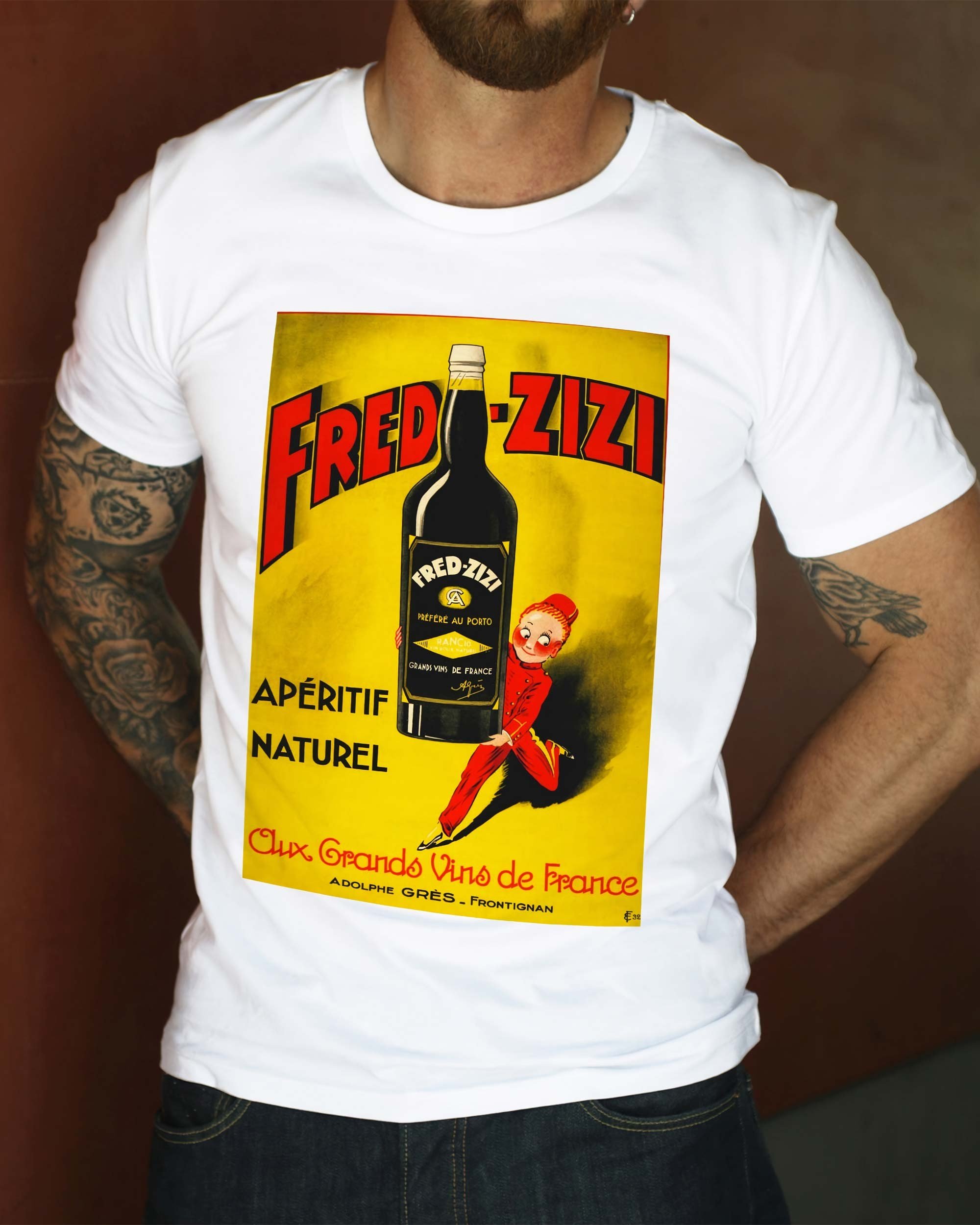 T-shirt Fred Zizi de couleur Blanc