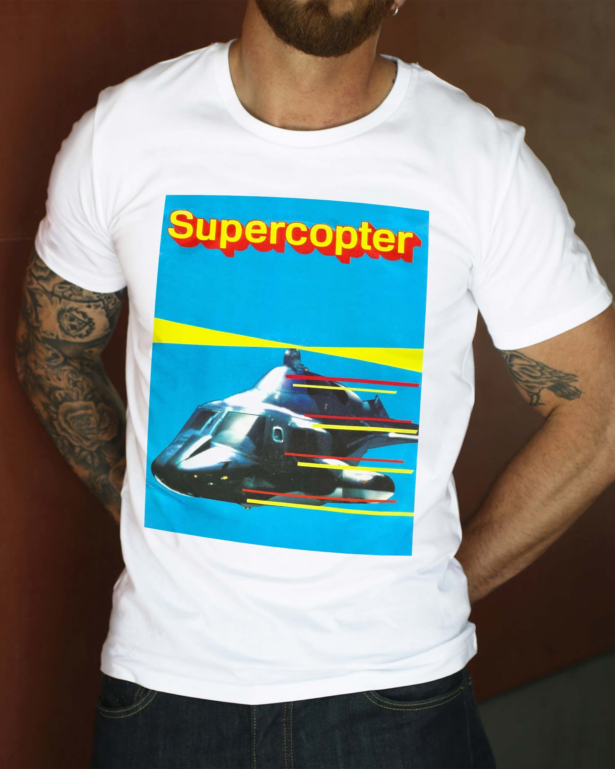 T-shirt Supercopter de couleur Blanc