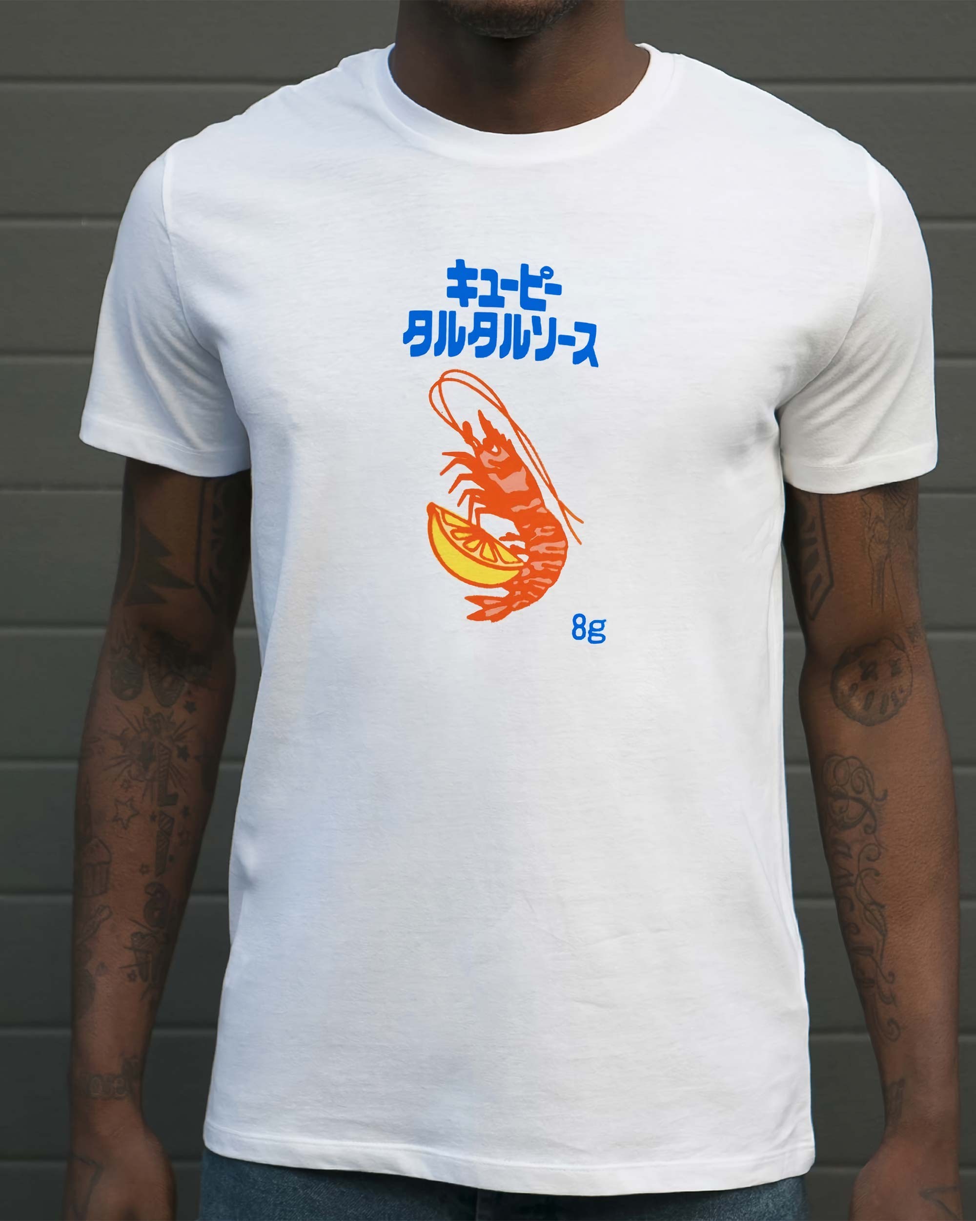 T-shirt Shrimp de couleur Blanc par Shinzo