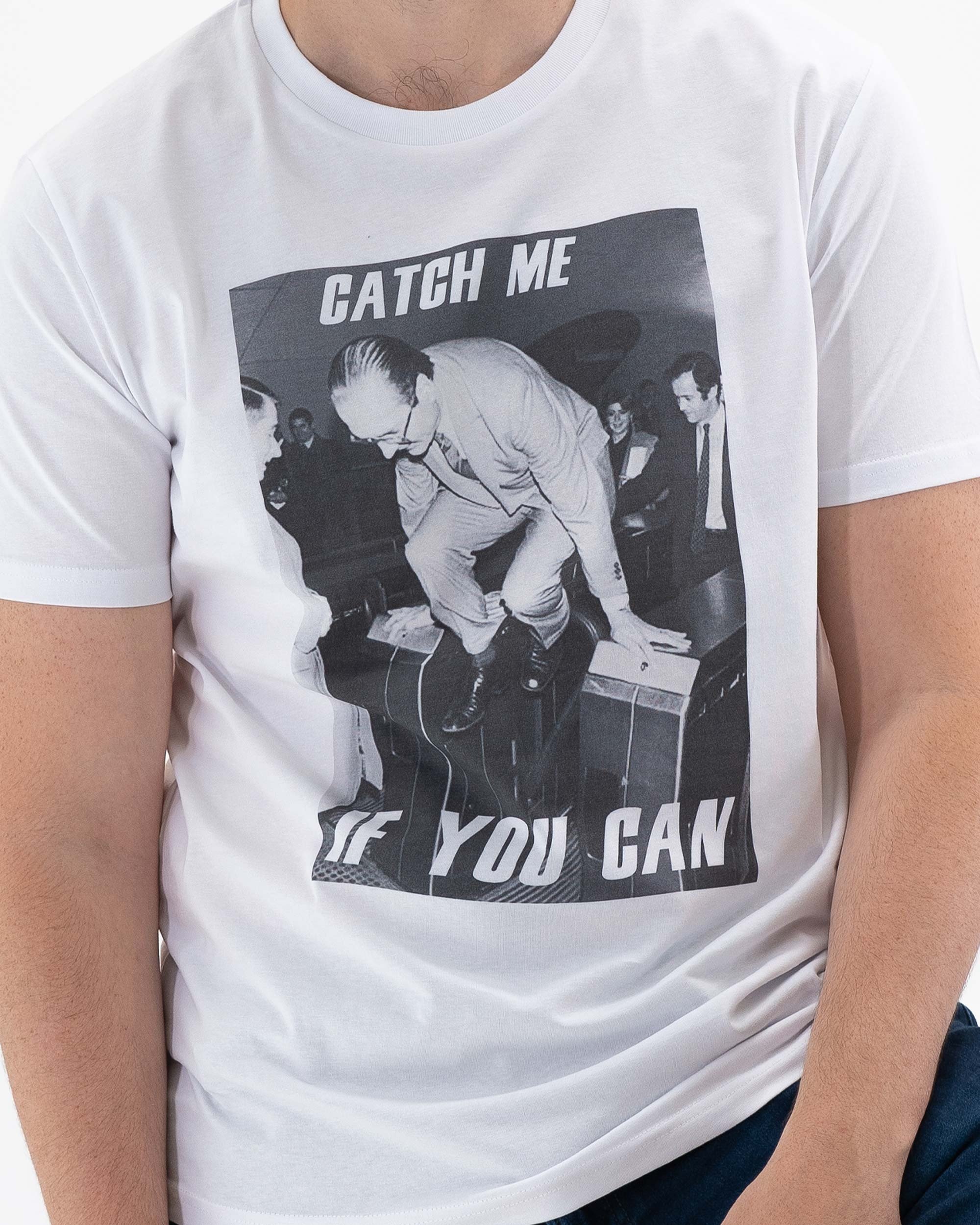 T-shirt Chirac Catch Me de couleur Blanc par Hexagone