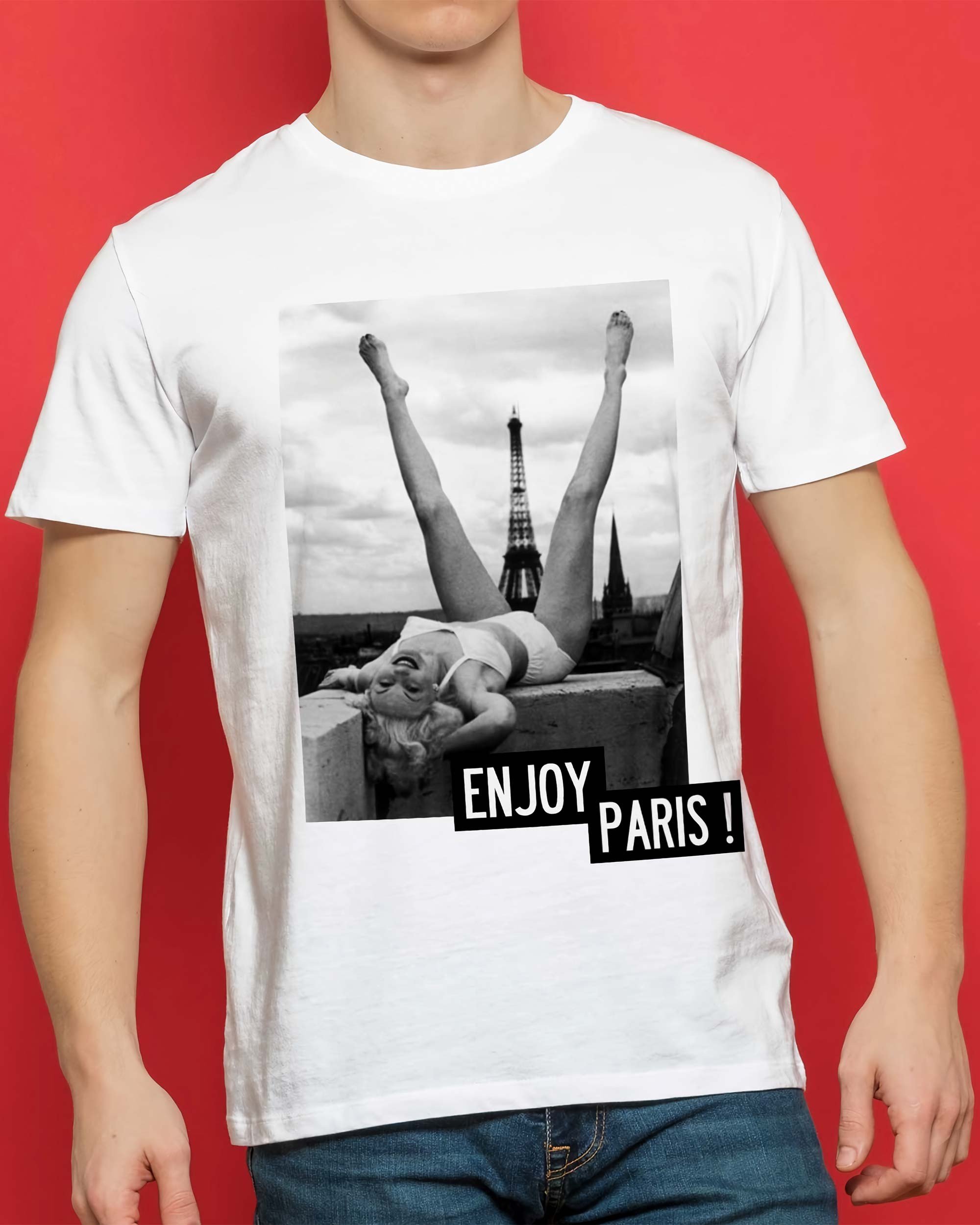 T-shirt Enjoy Paris de couleur Blanc par Catchy