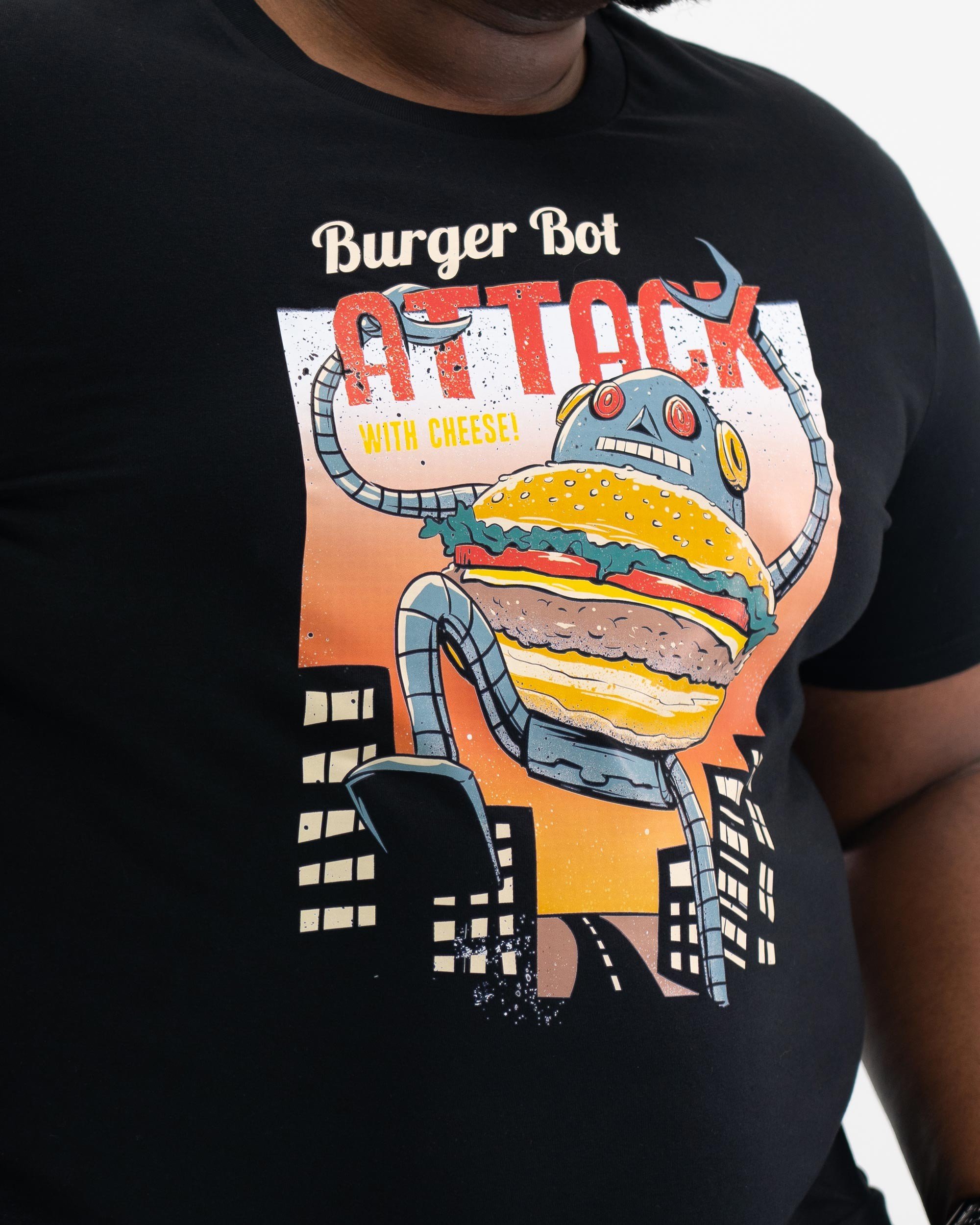 T-shirt Burger bot de couleur Noir par Vincent Trinidad