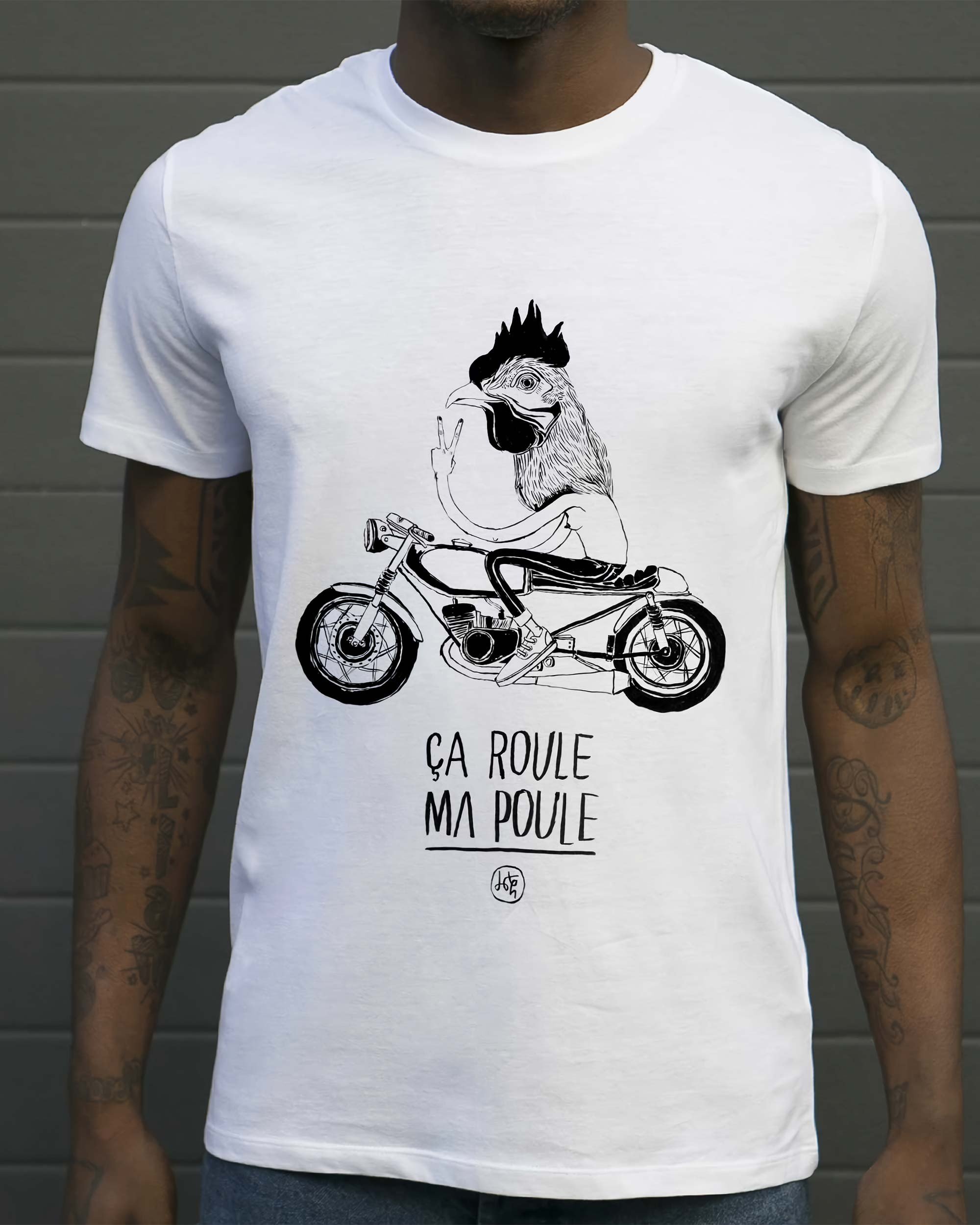 T-shirt Roule ma Poule de couleur Blanc par Coontak