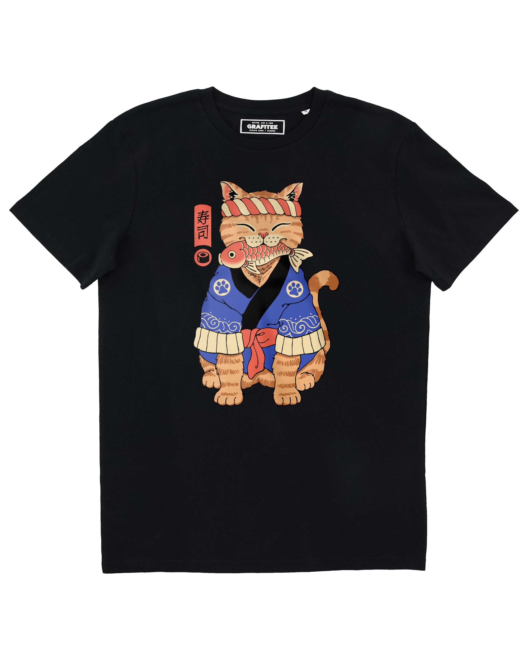 T-shirt Sushi Meowster de couleur Blanc par Vincent Trinidad
