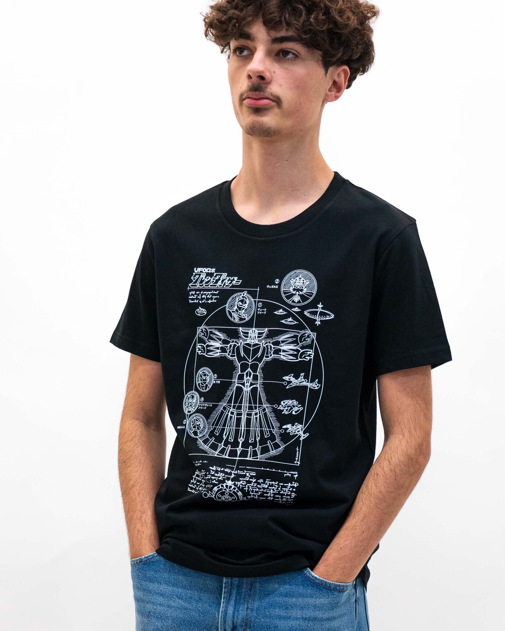 T-shirt Grendizer Blueprint de couleur Noir par yexart