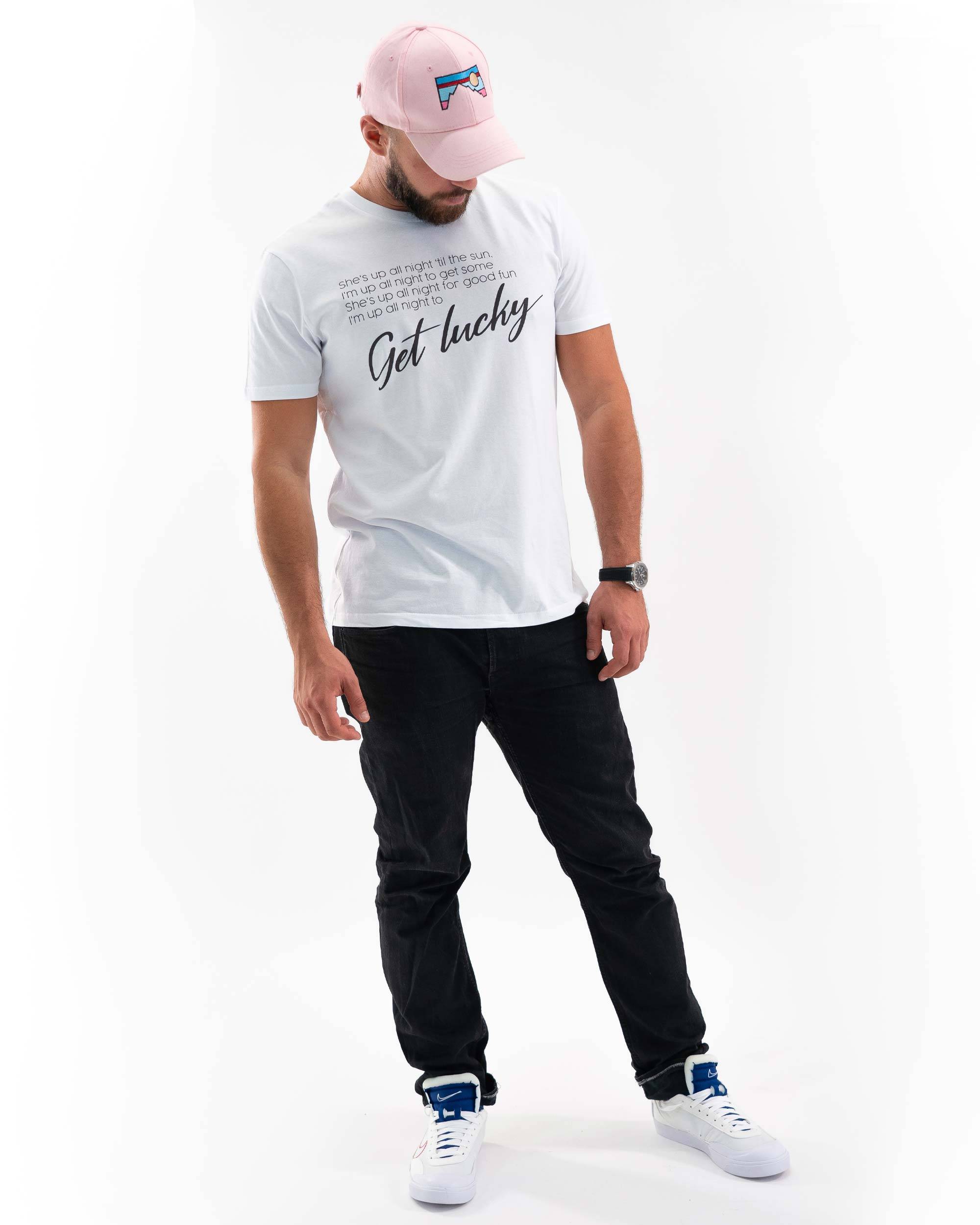 T-shirt Get Lucky Tune (en promo) de couleur Blanc