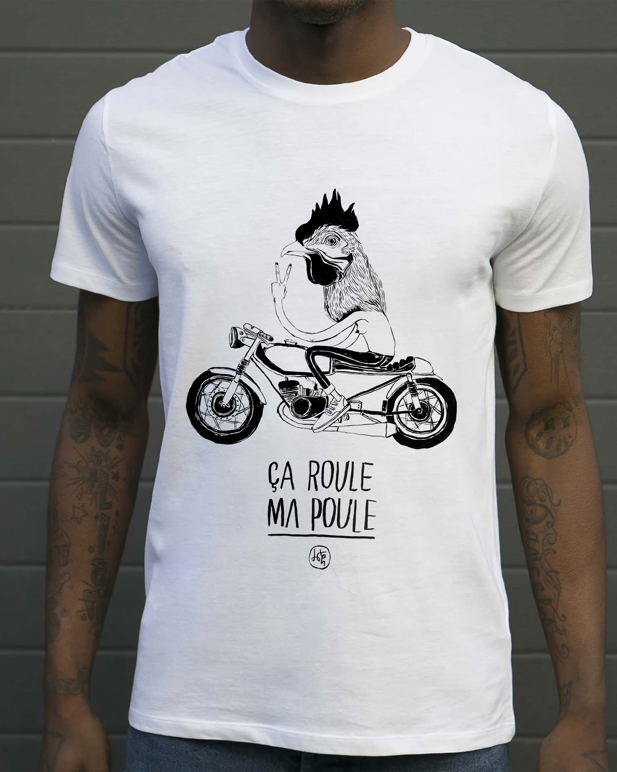 T-shirt Roule ma Poule (en promo) de couleur Blanc