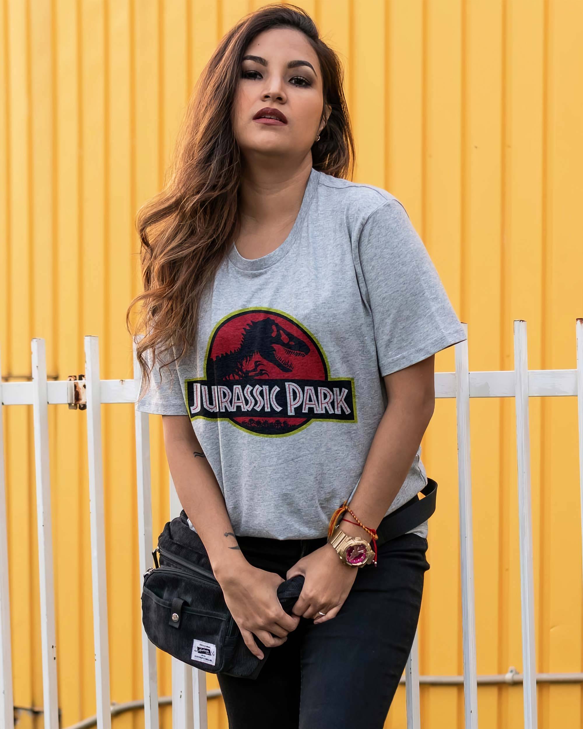 T-shirt Logo Jurassic Park (en promo) de couleur Blanc