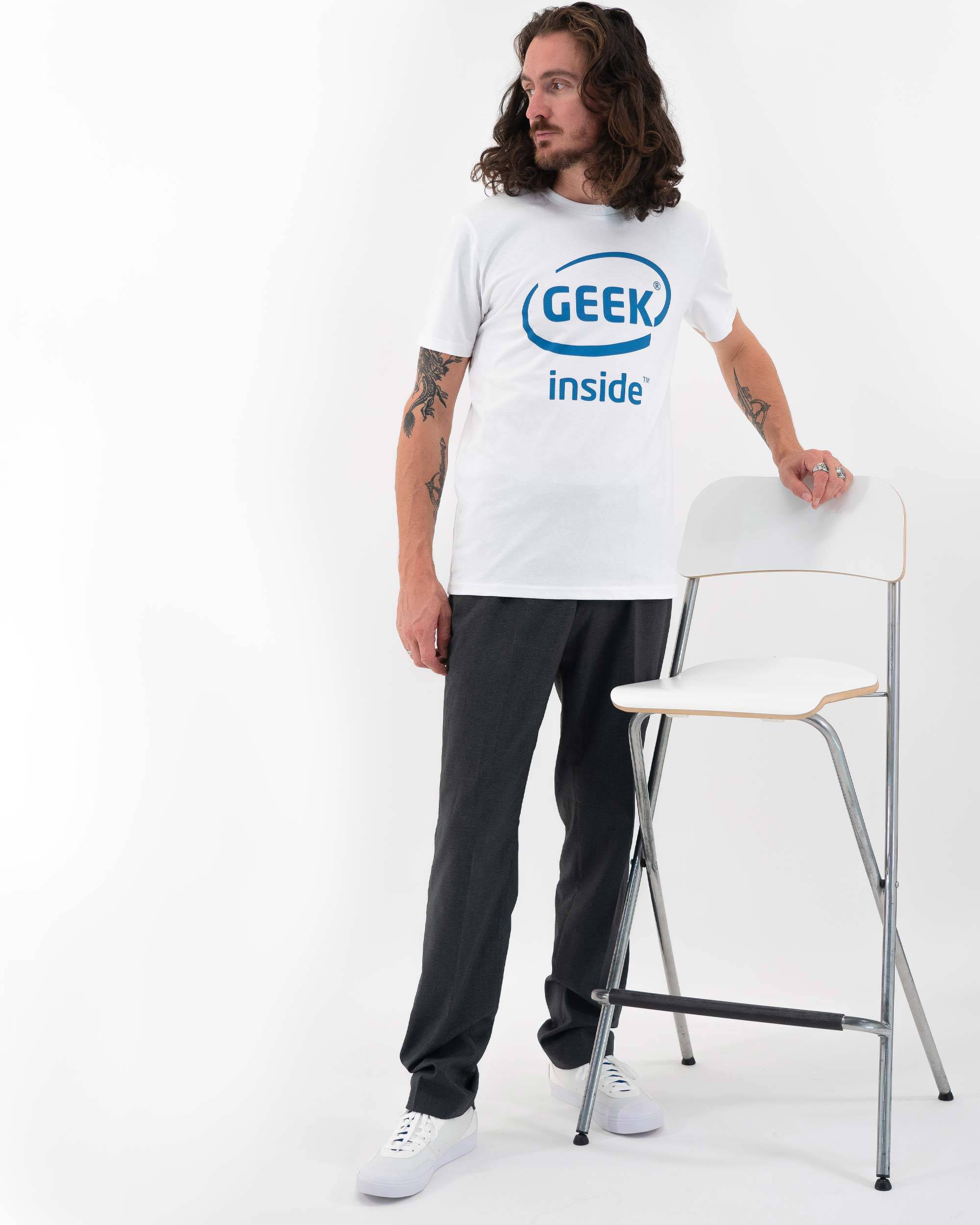 T-shirt Geek Inside (en promo) de couleur Blanc