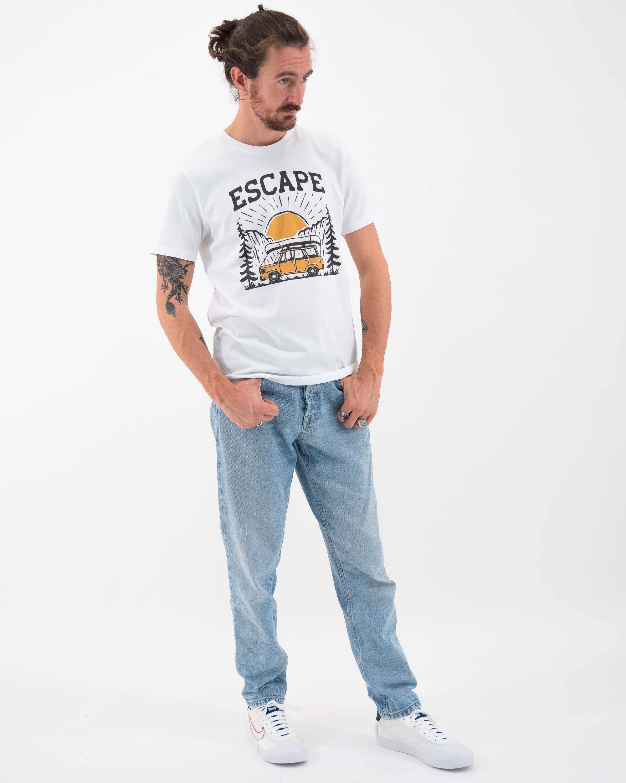 T-shirt Escape Car (en promo) de couleur Blanc