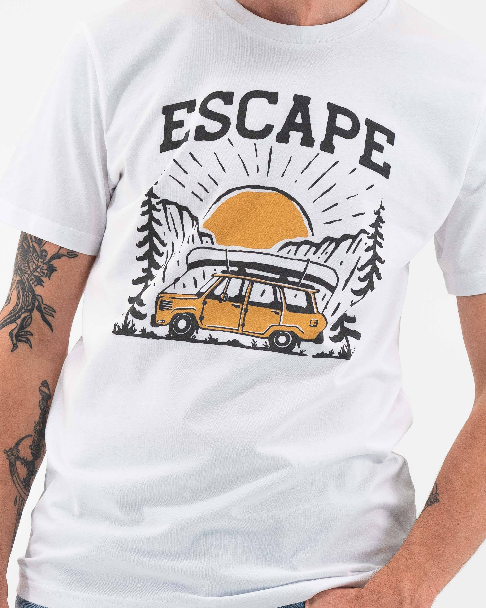 T-shirt Escape Car (en promo) de couleur Blanc