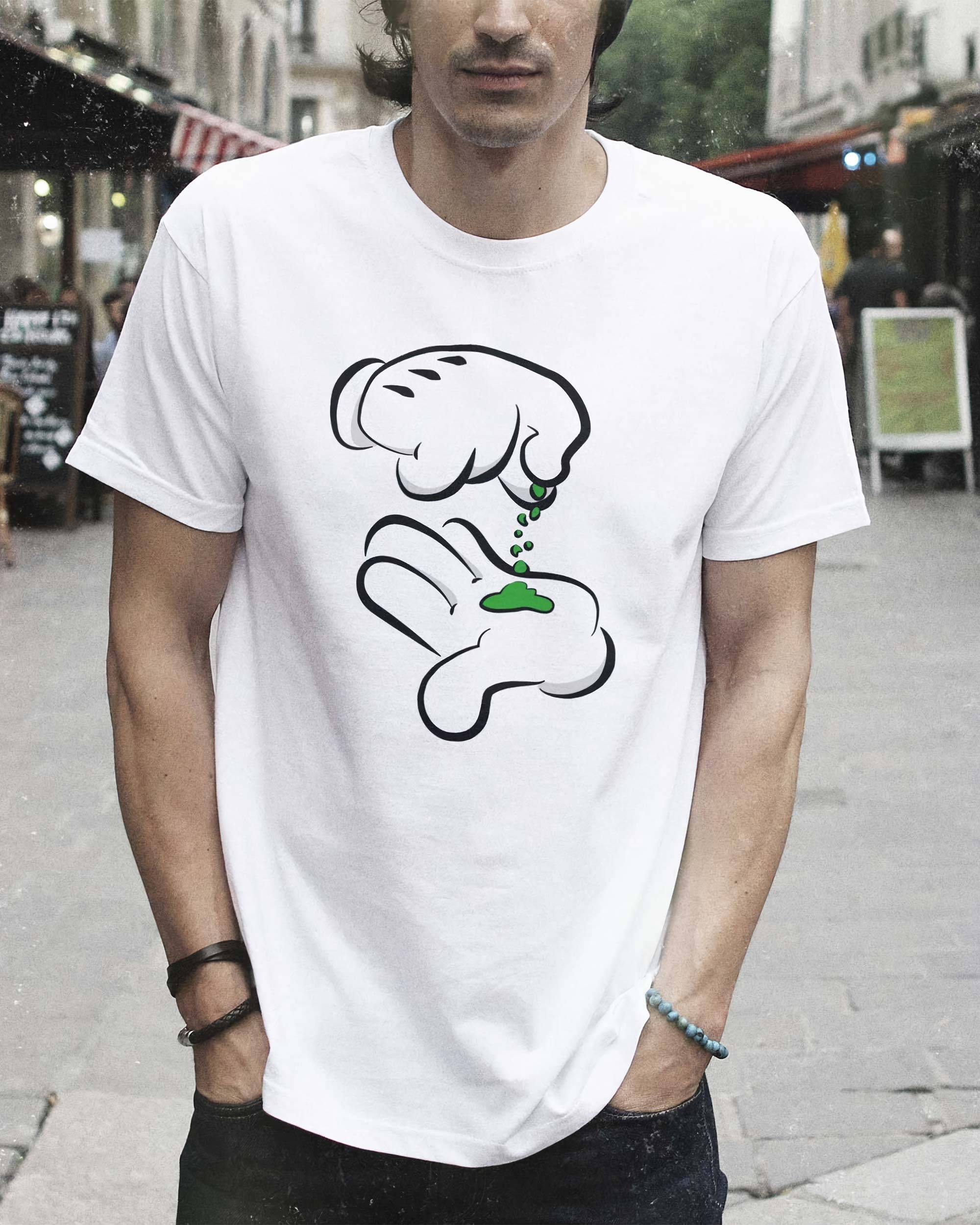 T-shirt Mickey Gloves Marijuana (en promo) de couleur Blanc