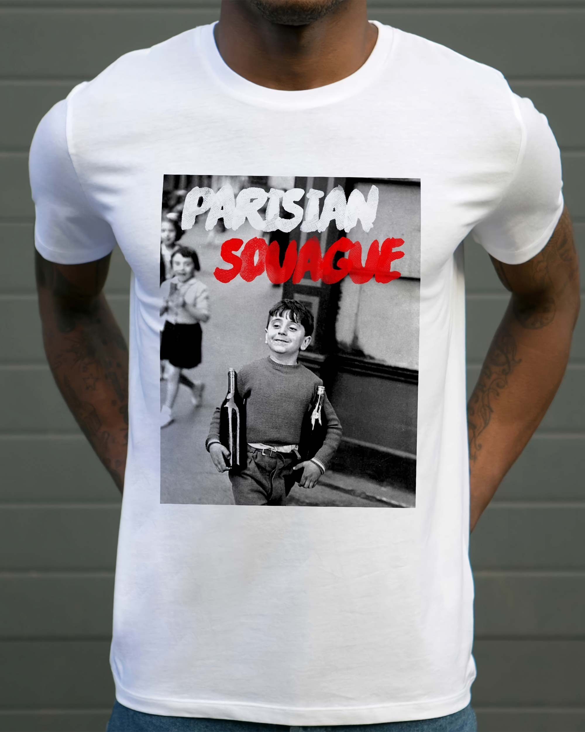 T-shirt Parisian Souague (en promo) de couleur Blanc