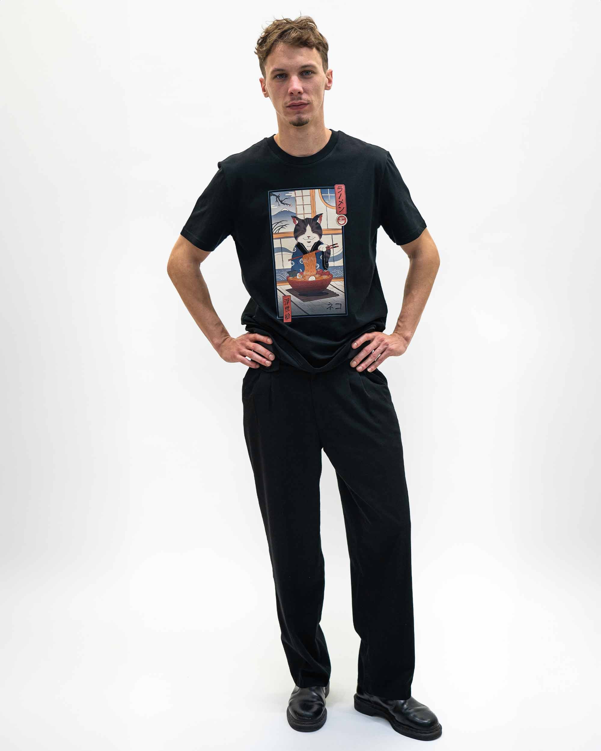 T-shirt Neko Ramen Ukiyo-e (en promo) de couleur Blanc