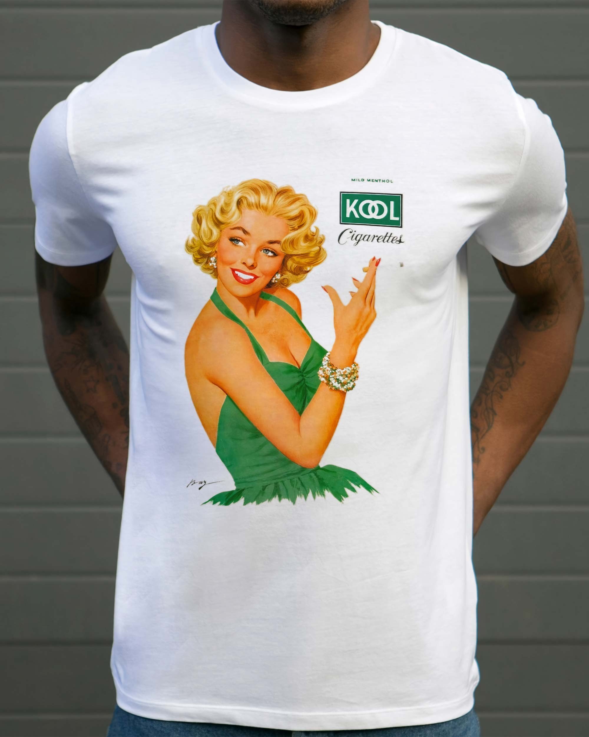 T-shirt Kool Cigarettes (en promo) de couleur Blanc