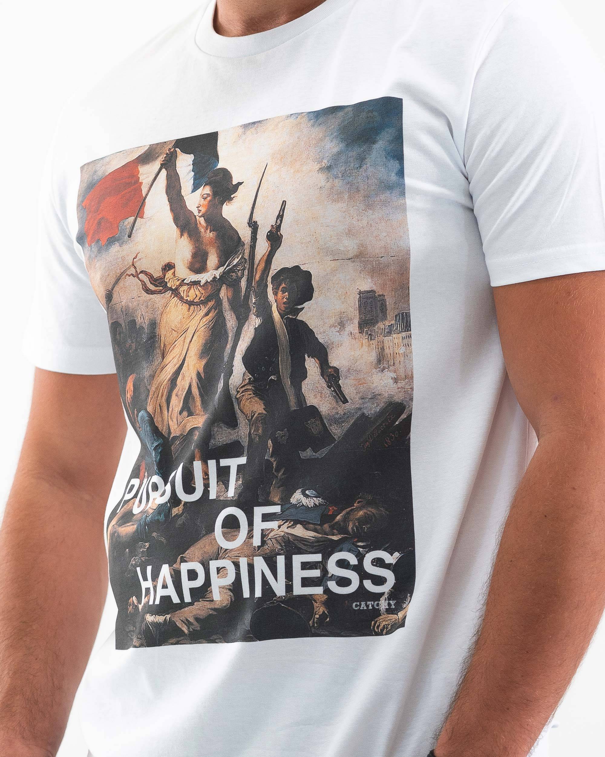 T-shirt Pursuit Of Happiness (en promo) de couleur Blanc