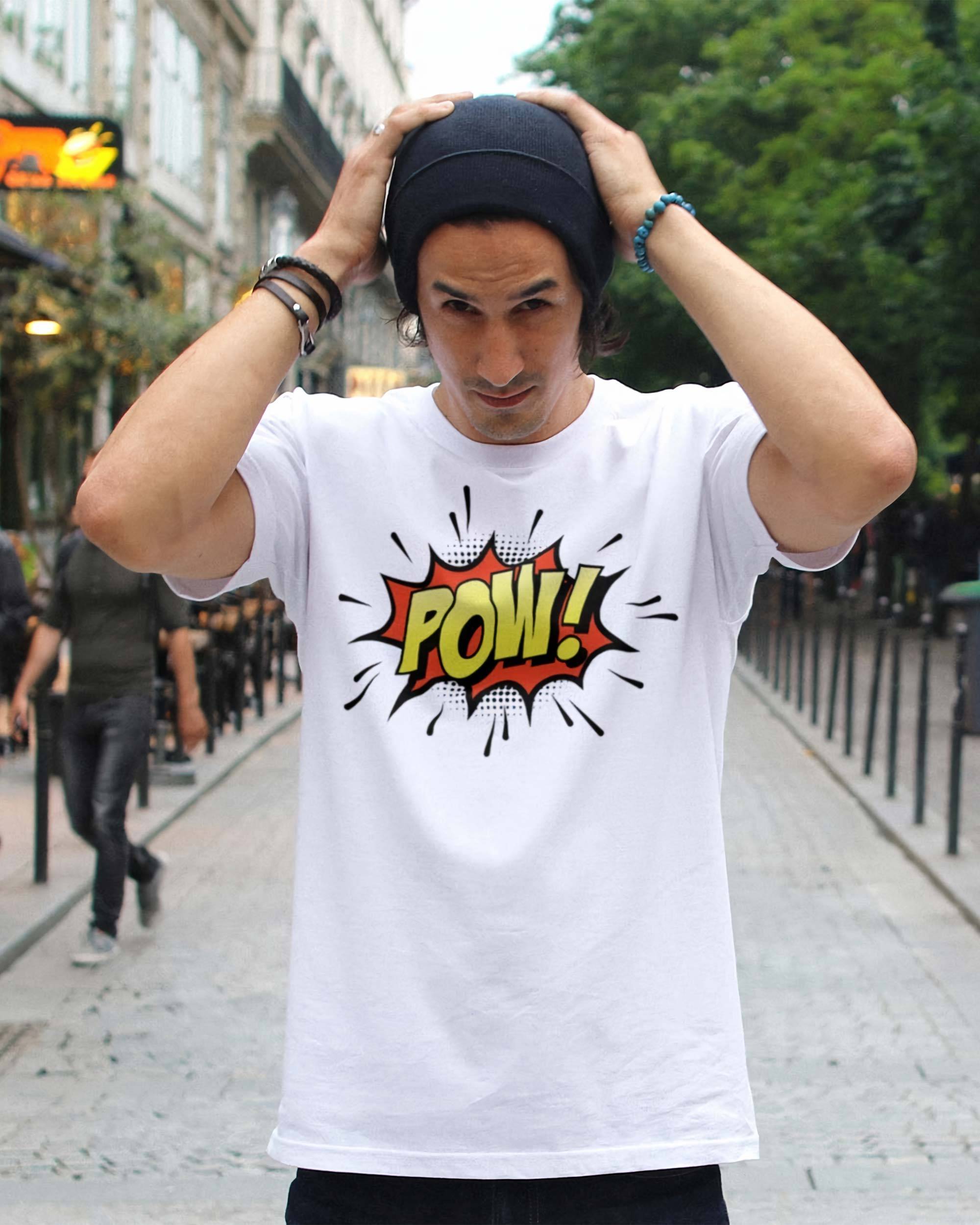 T-shirt Pow! (en promo) de couleur Blanc