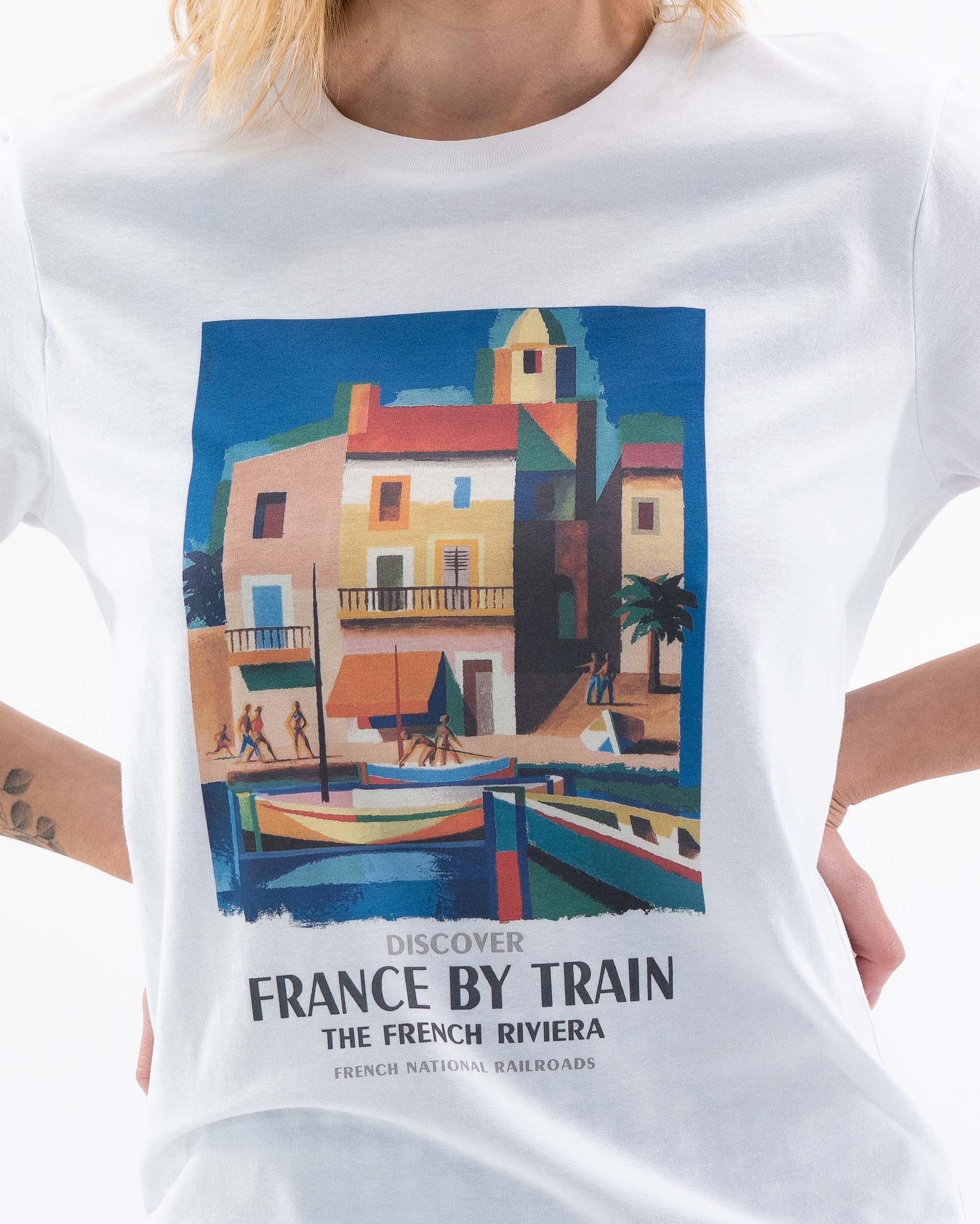 T-shirt France By Train (en promo) de couleur Blanc