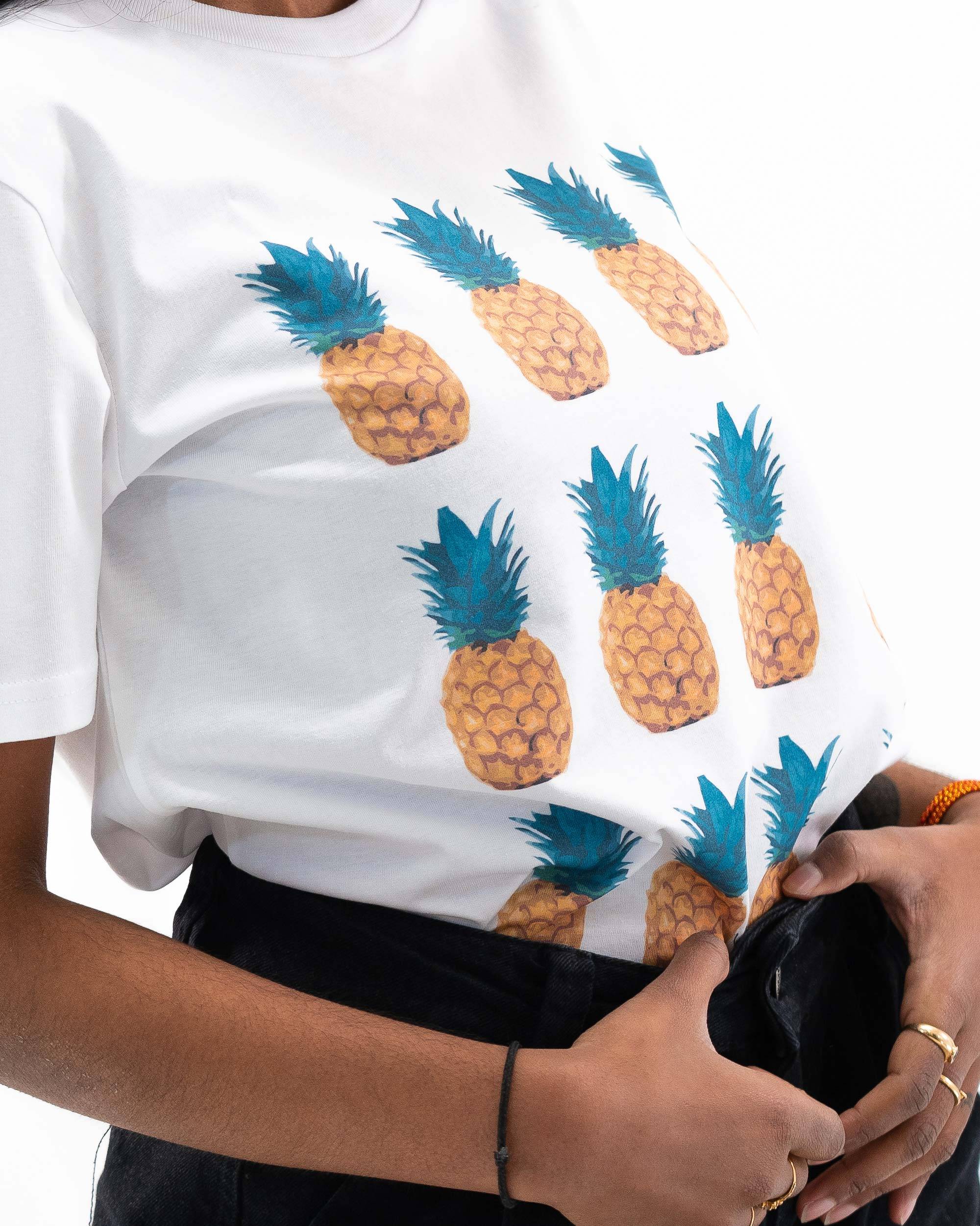 T-shirt Ananas AllOver (en promo) de couleur Blanc