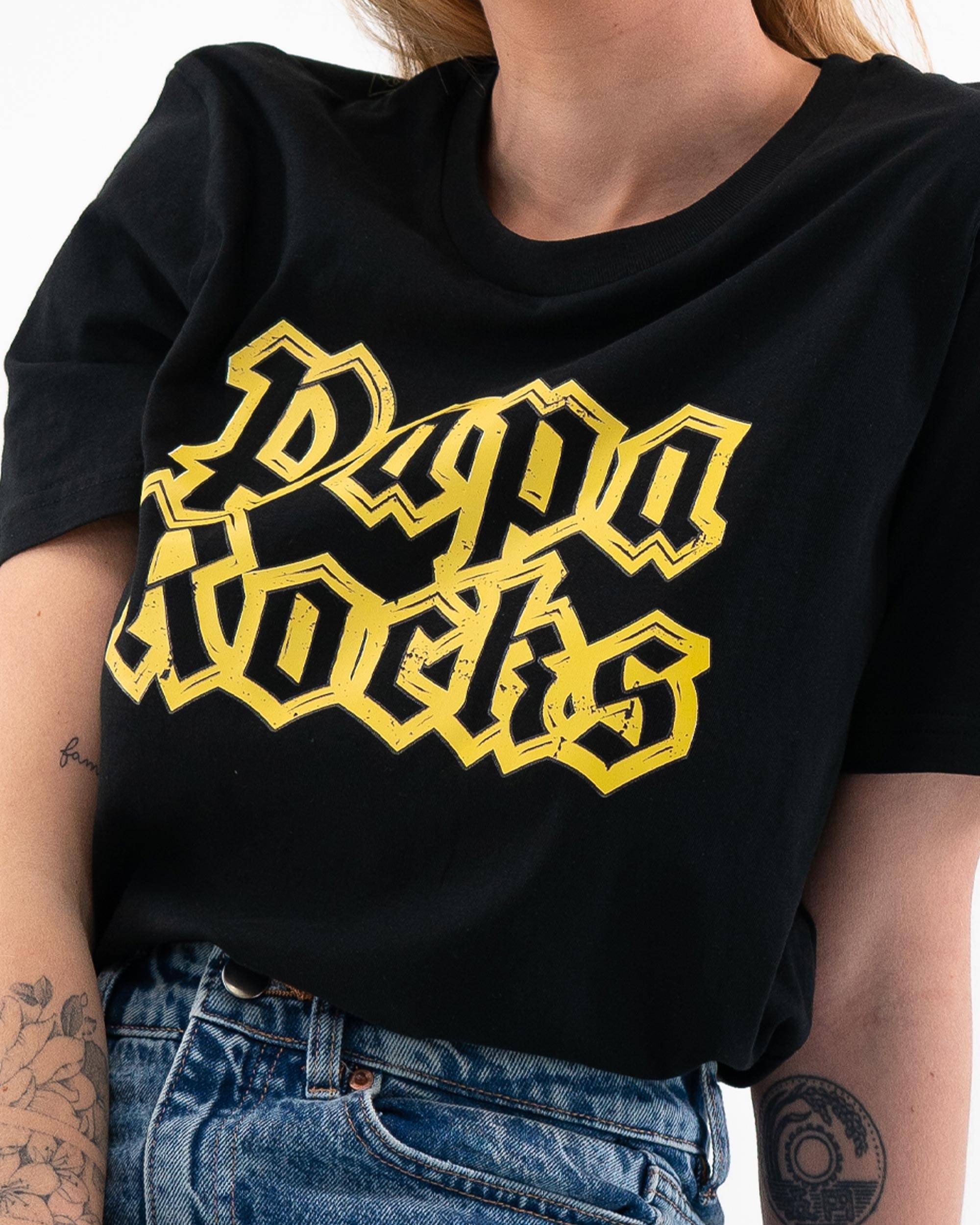 T-shirt Papa Rocks (en promo) de couleur Noir