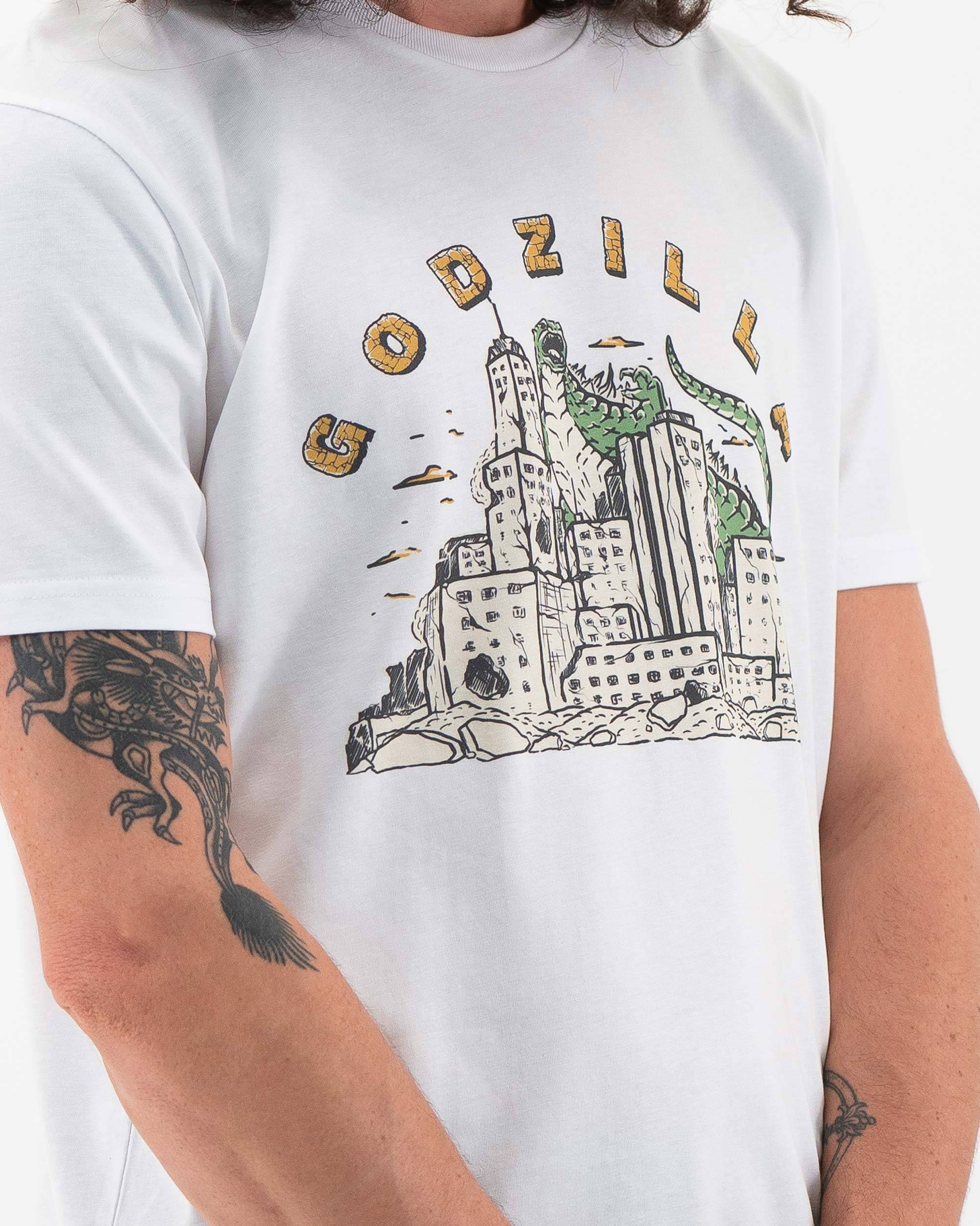 T-shirt Monstre Godzilla (en promo) de couleur Blanc