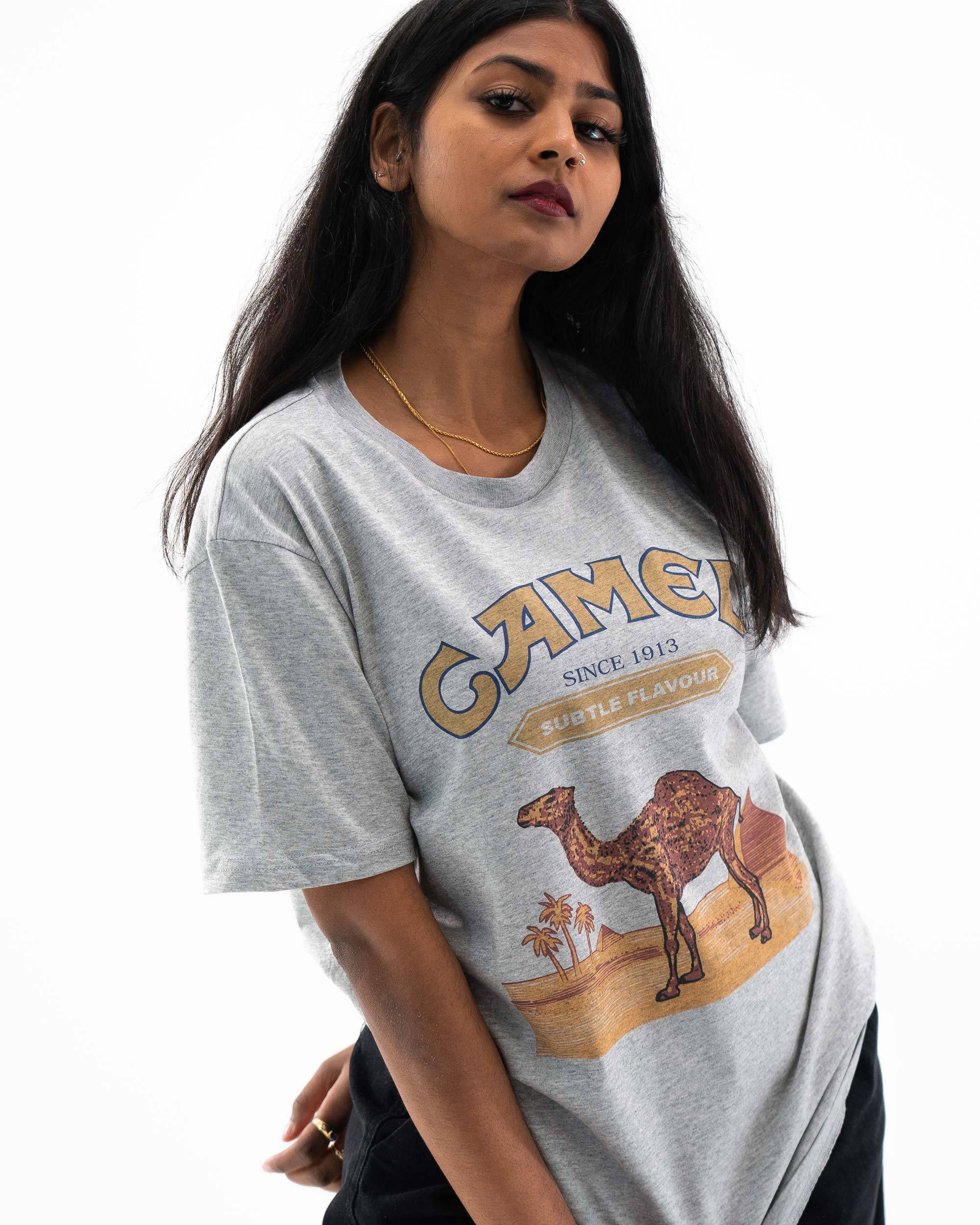 T-shirt Logo Camel (en promo) de couleur Gris chiné