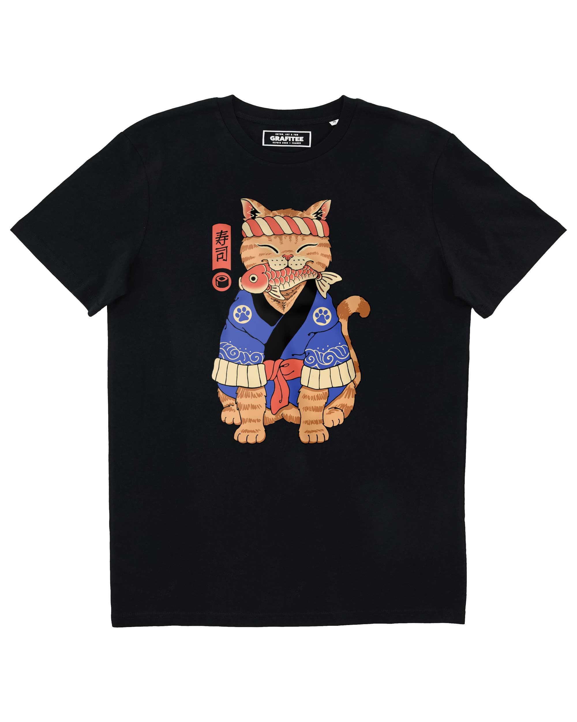 T-shirt Sushi Meowster (en promo) de couleur Blanc