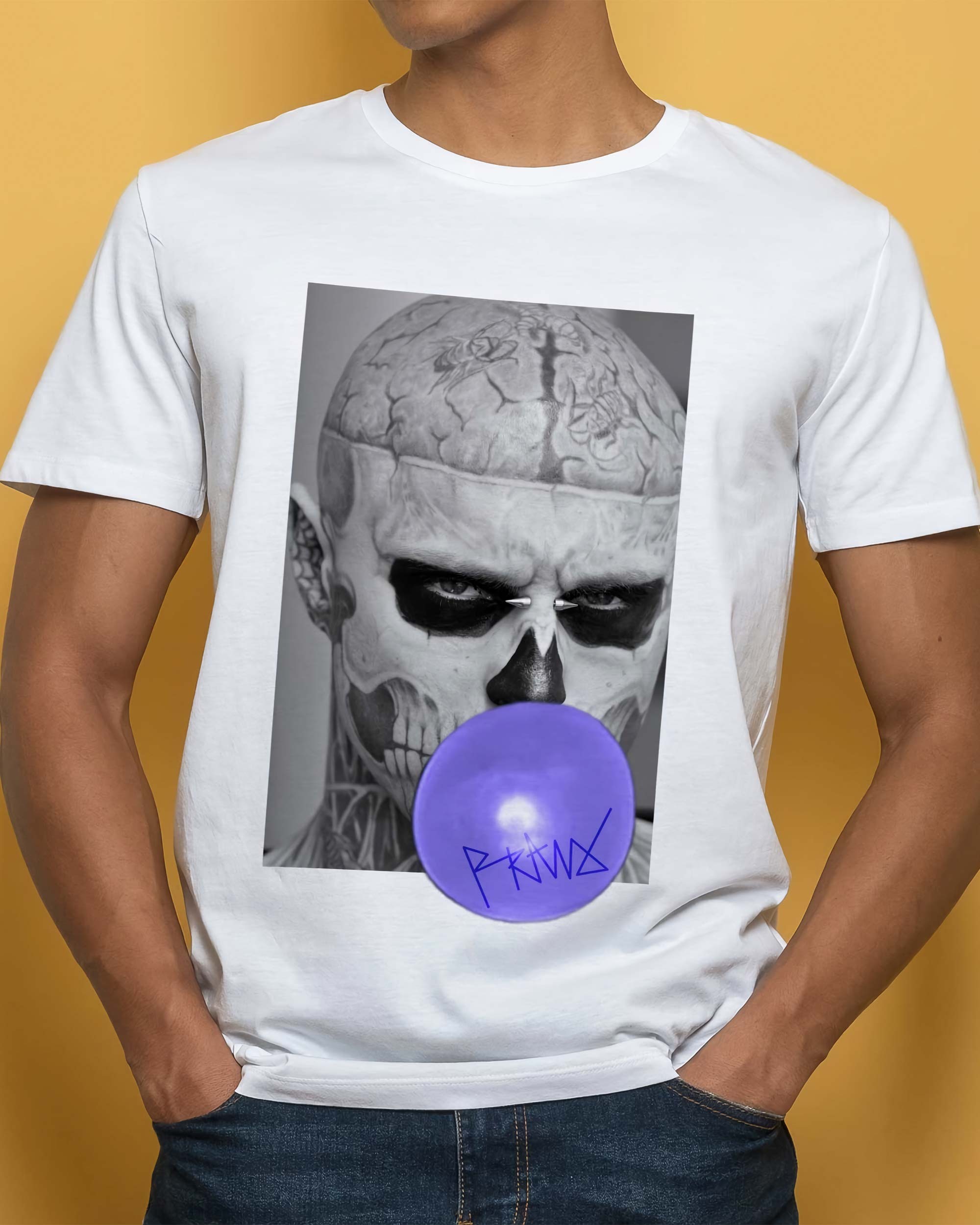 T-shirt Zombie Chewing (en promo) de couleur Blanc