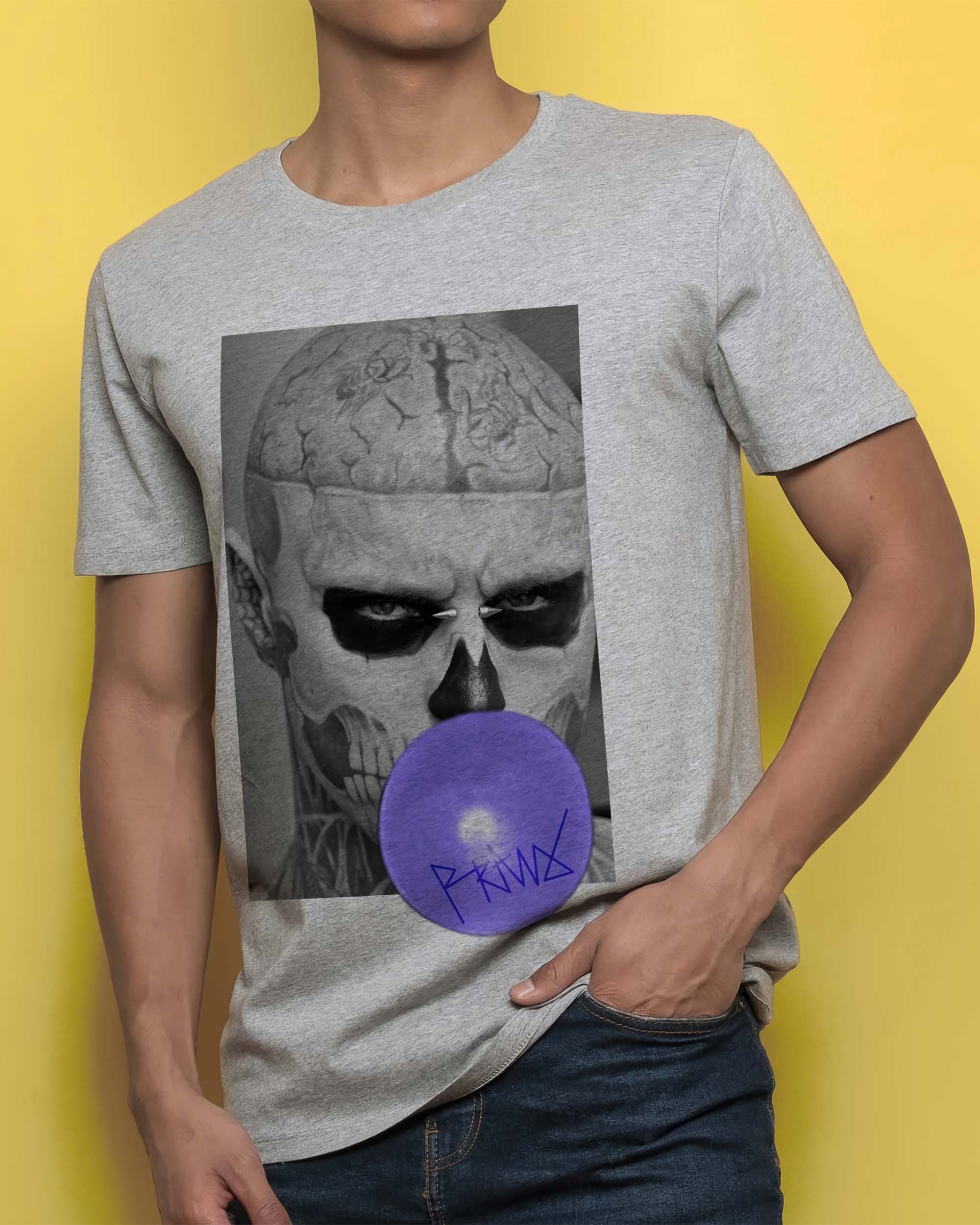 T-shirt Zombie Chewing (en promo) de couleur Blanc