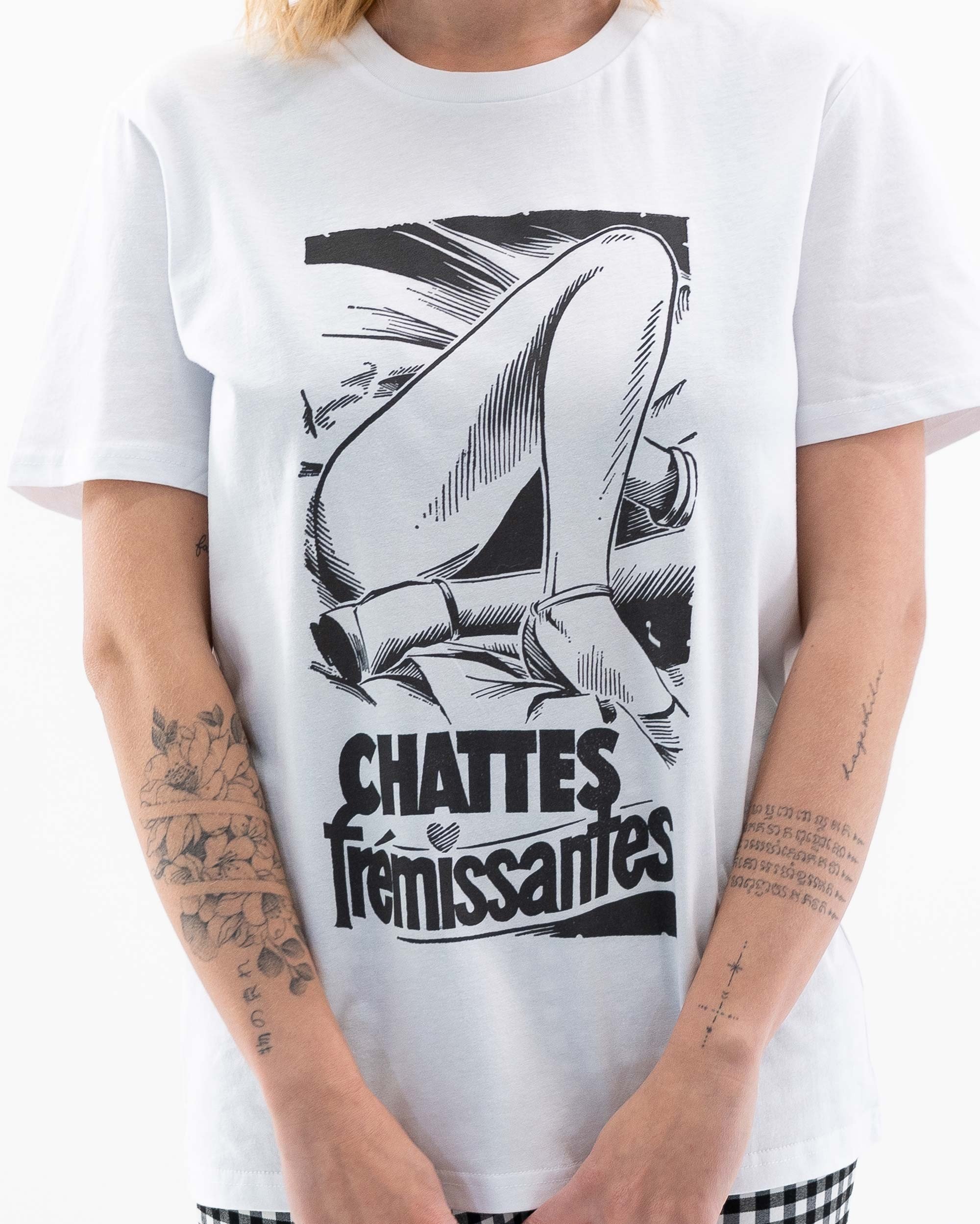 T-shirt Chattes Frémissantes (en promo) de couleur Blanc