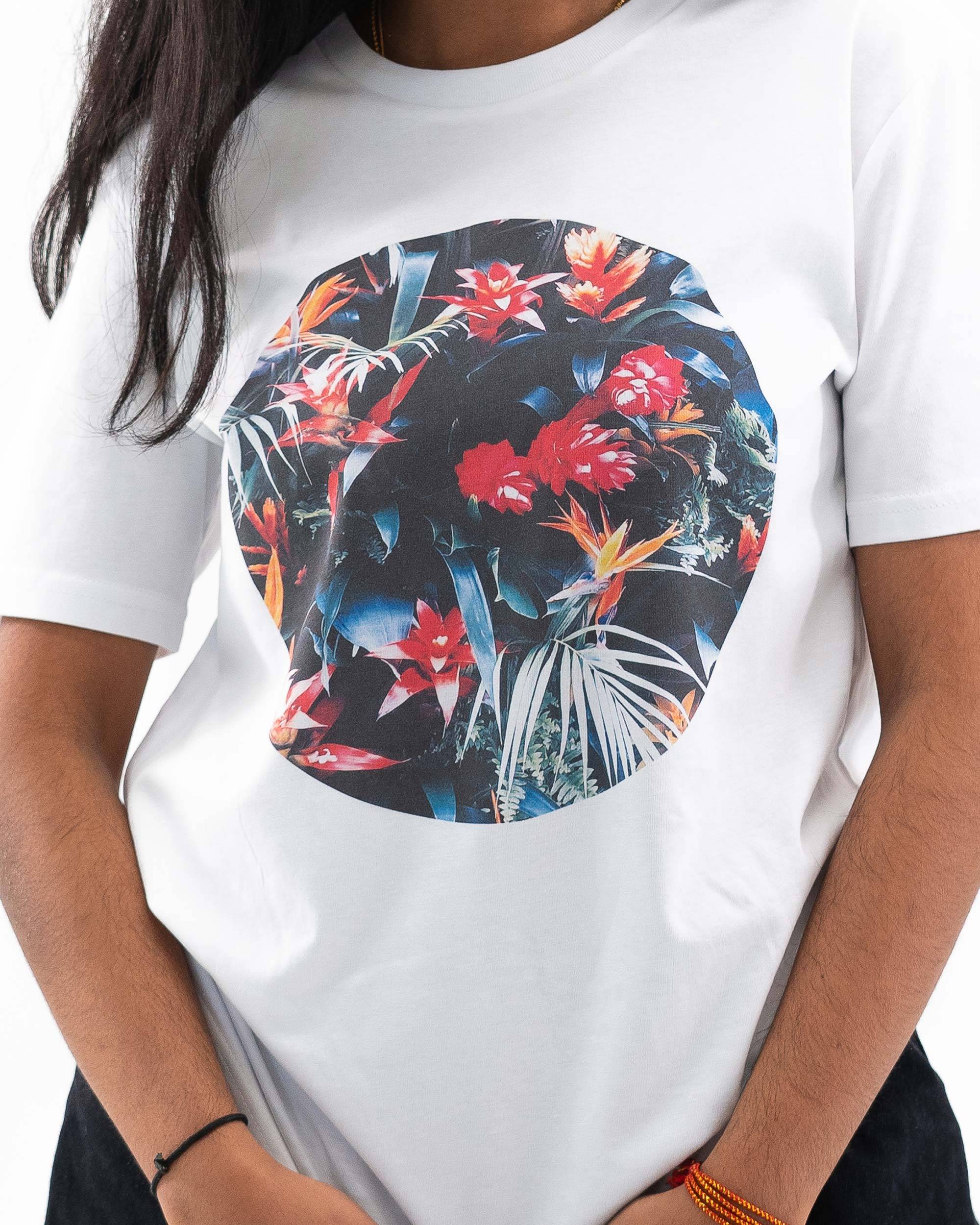 T-shirt Fleurs Tropicales (en promo) de couleur Blanc