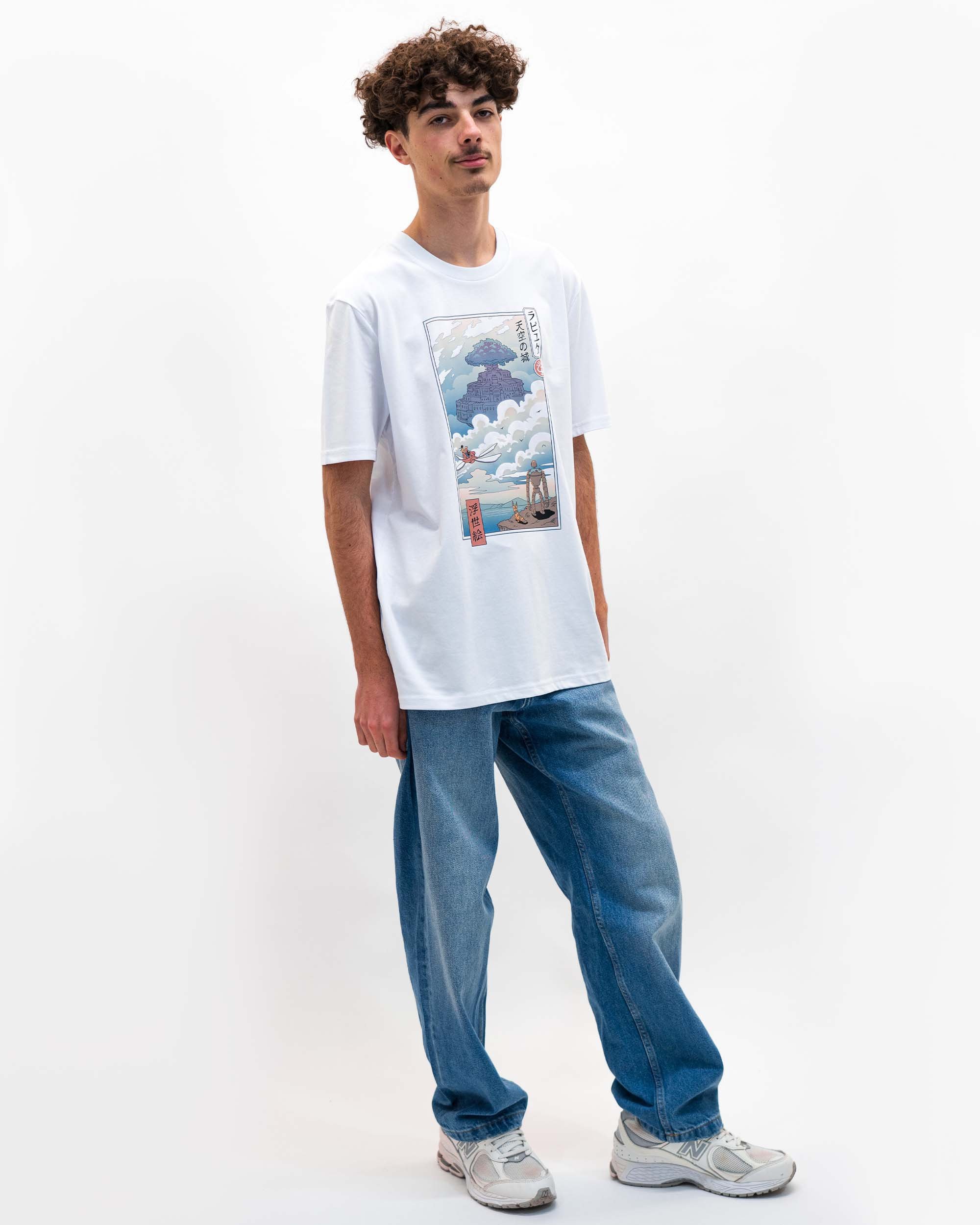 T-shirt Chateau Dans Le Ciel Ukiyo-e (en promo) de couleur Blanc