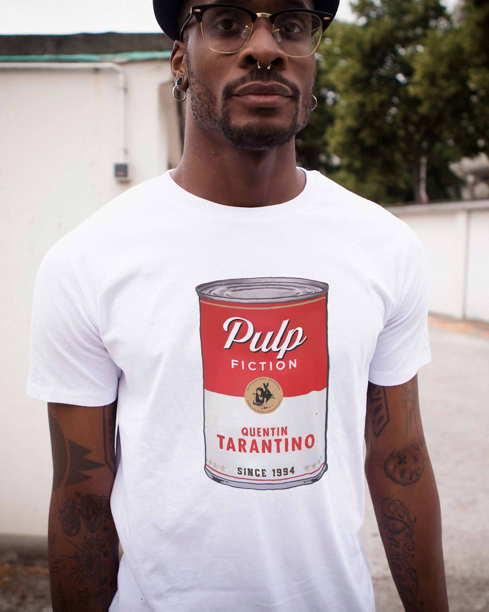 T-shirt Pulp Fiction Can (en promo) de couleur Blanc