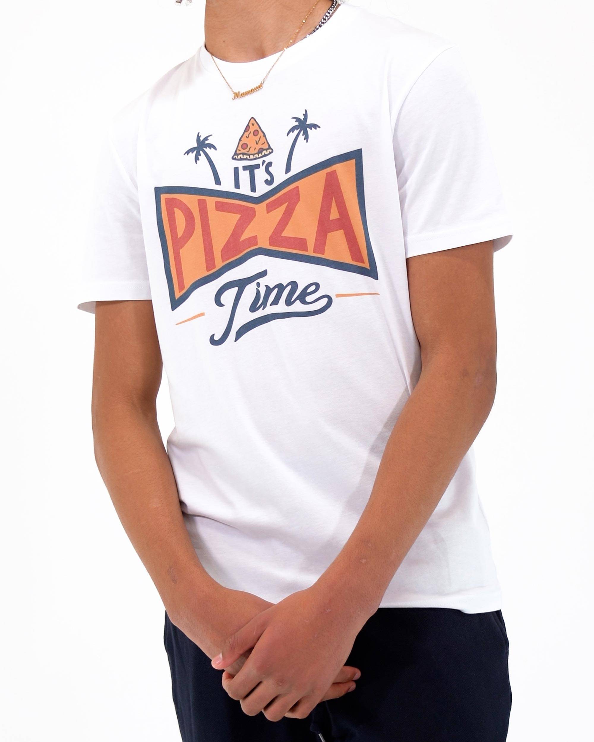 T-shirt It's Pizza Time (en promo) de couleur Blanc