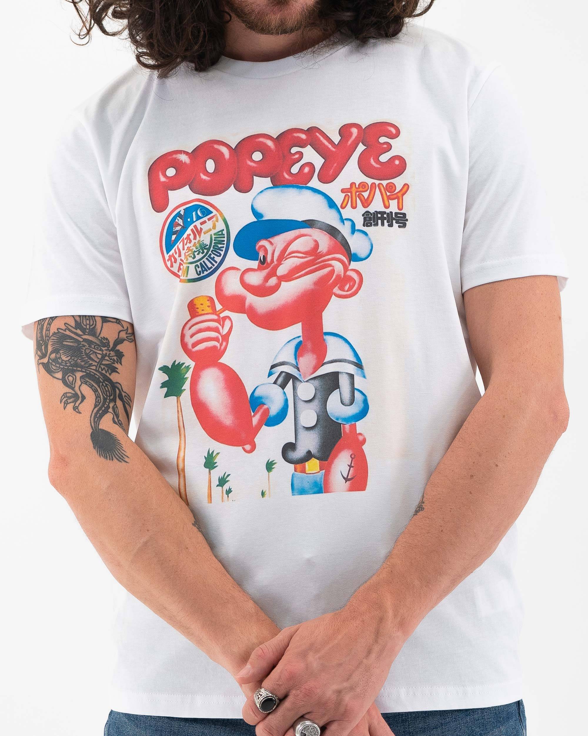 T-shirt Popeye Japan (en promo) de couleur Blanc